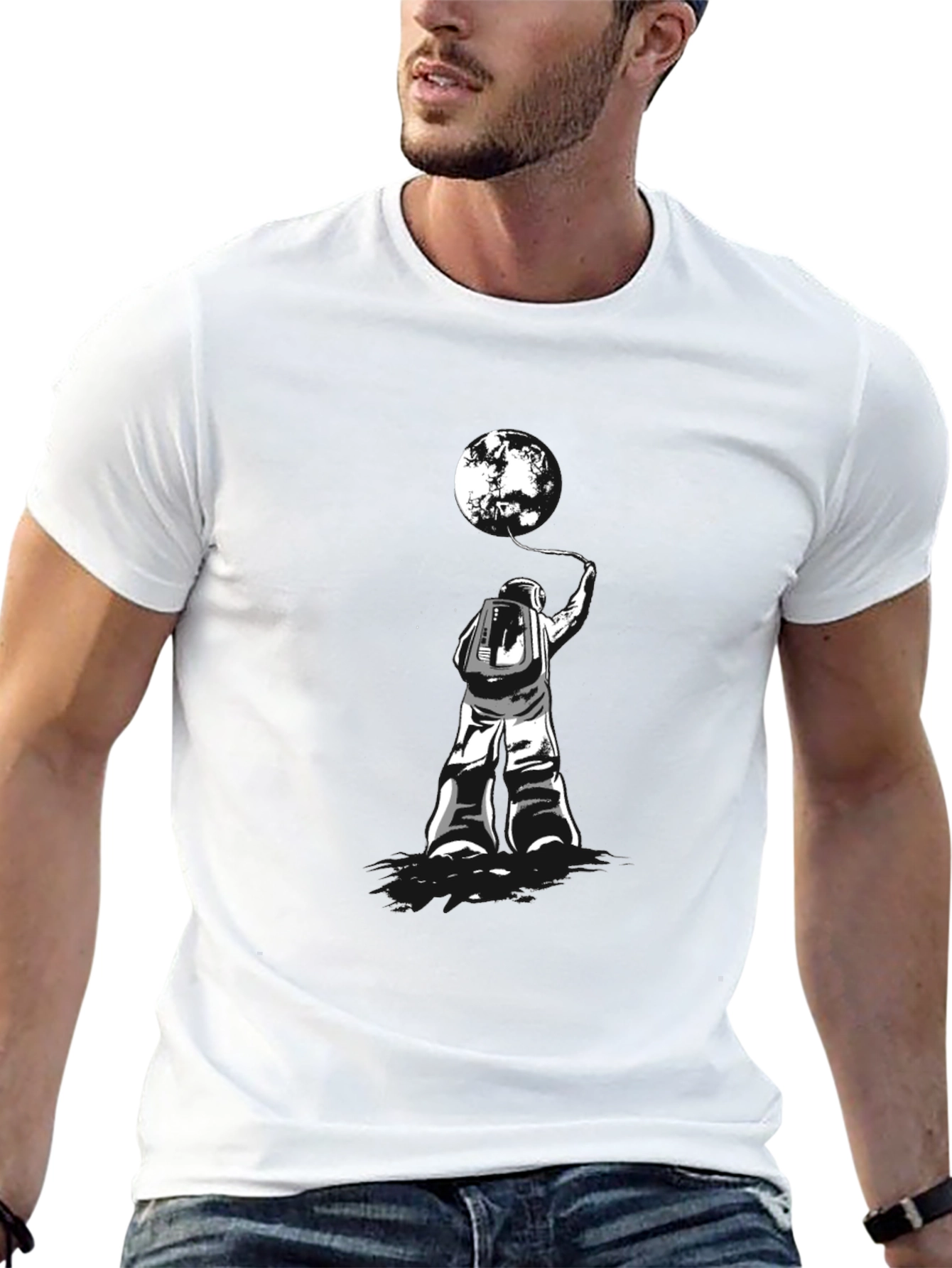 Astronaut Moon T-Shirt - Black Graphic Tee