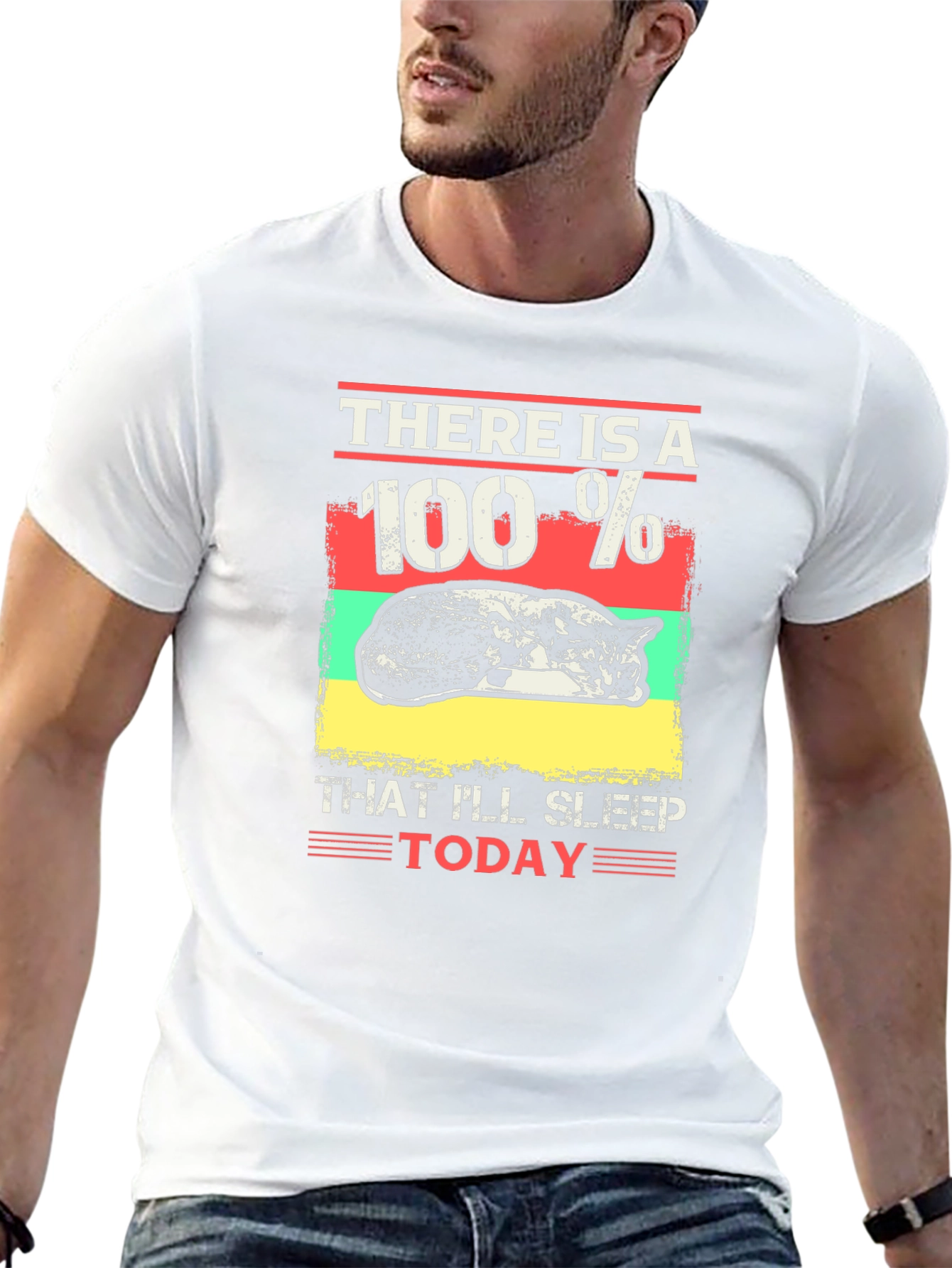 100% Sleep Today T-Shirt: Funny Cat Lover Tee