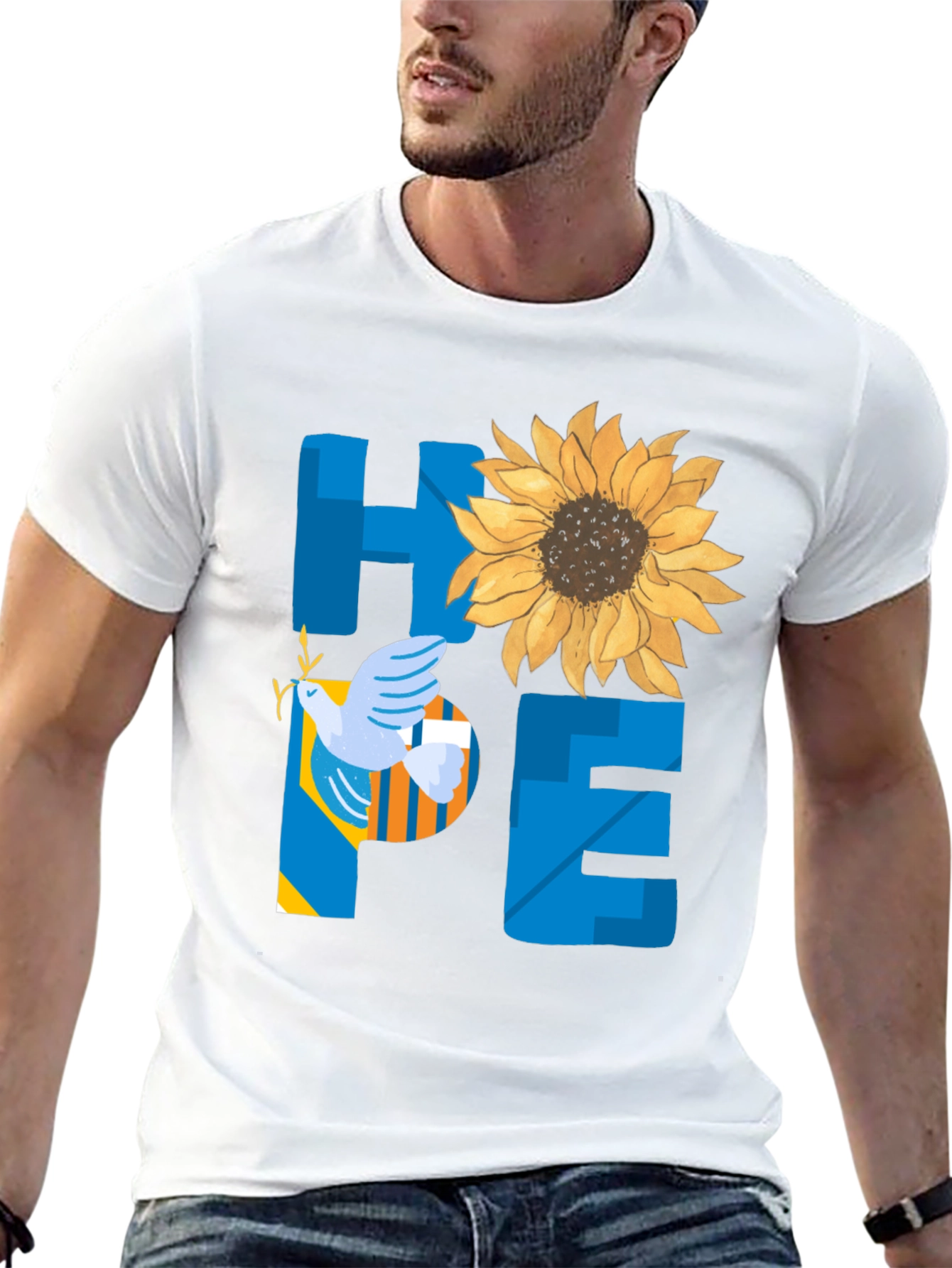 Hope Ukraine T-Shirt Sunflower Peace Dove