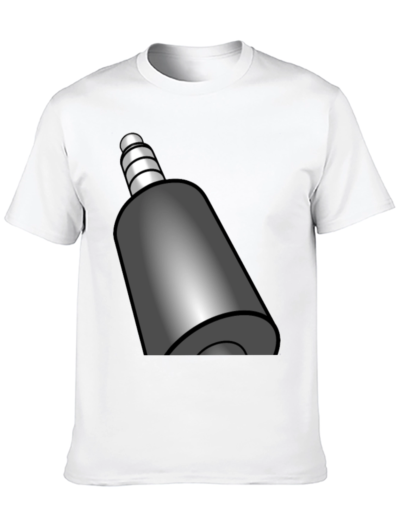 Black T-Shirt with Funky Audio Jack Graphic