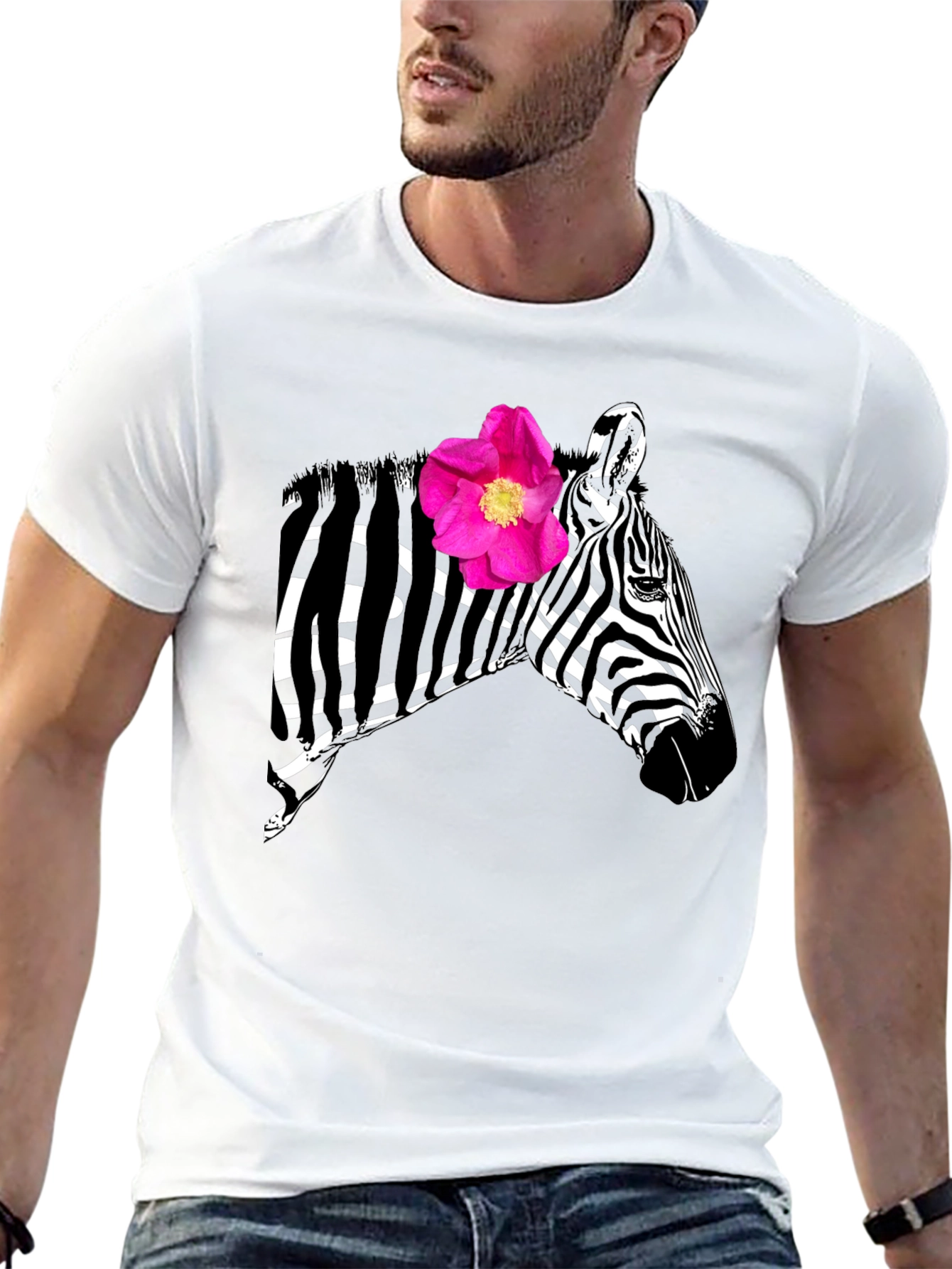 Zebra Flower Graphic Tee