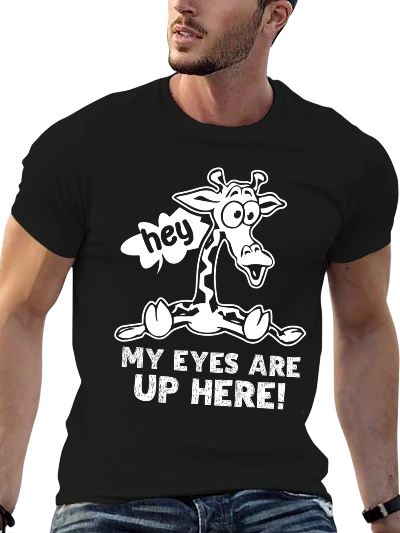 Funny Giraffe T-Shirt - My Eyes Are Up Here!