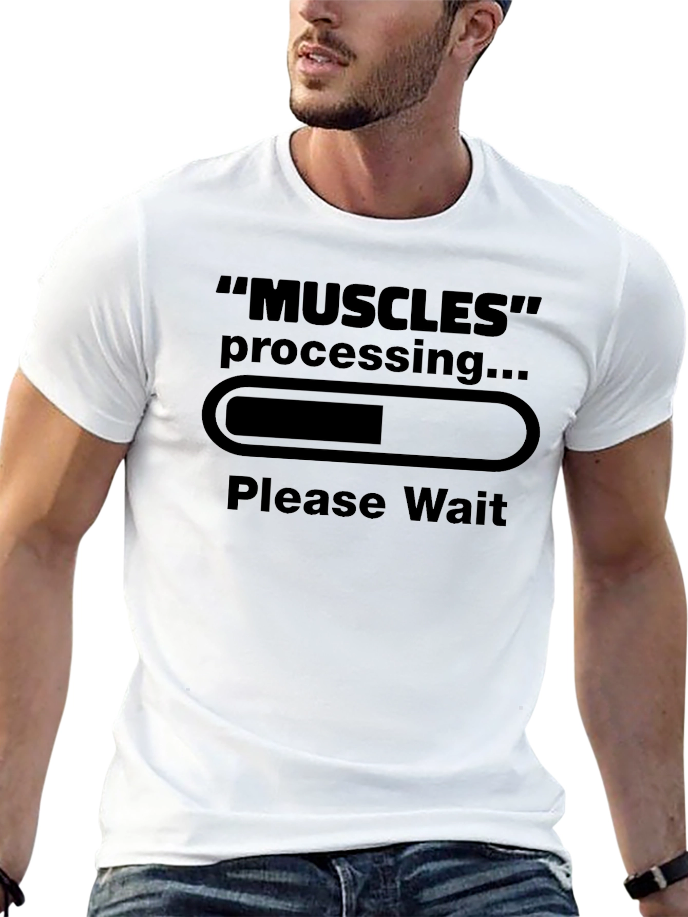 Muscles Processing Graphic Print Black T-Shirt