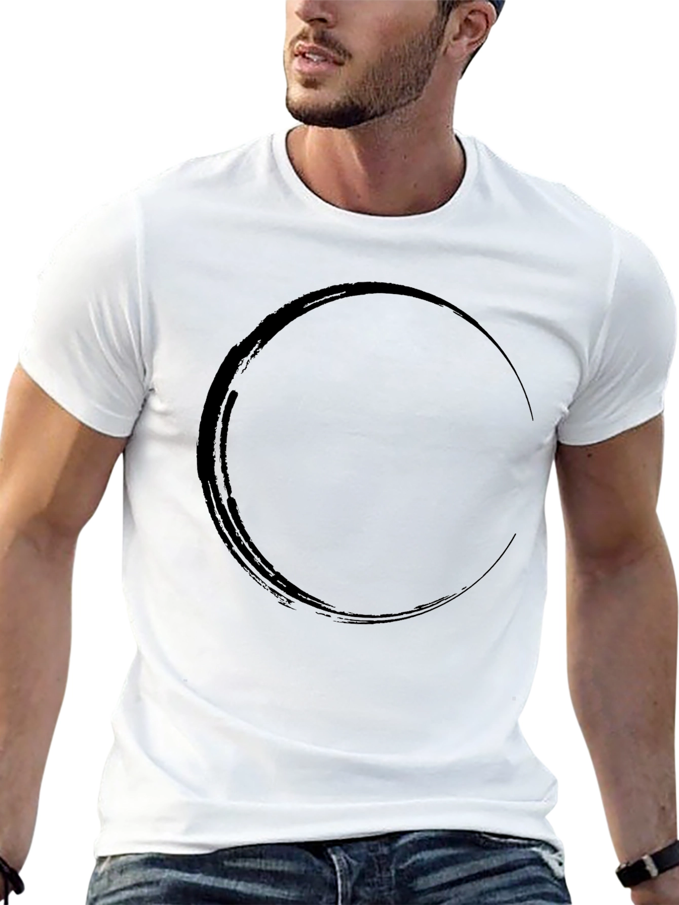 Modern Black T-Shirt with Circle Graphic