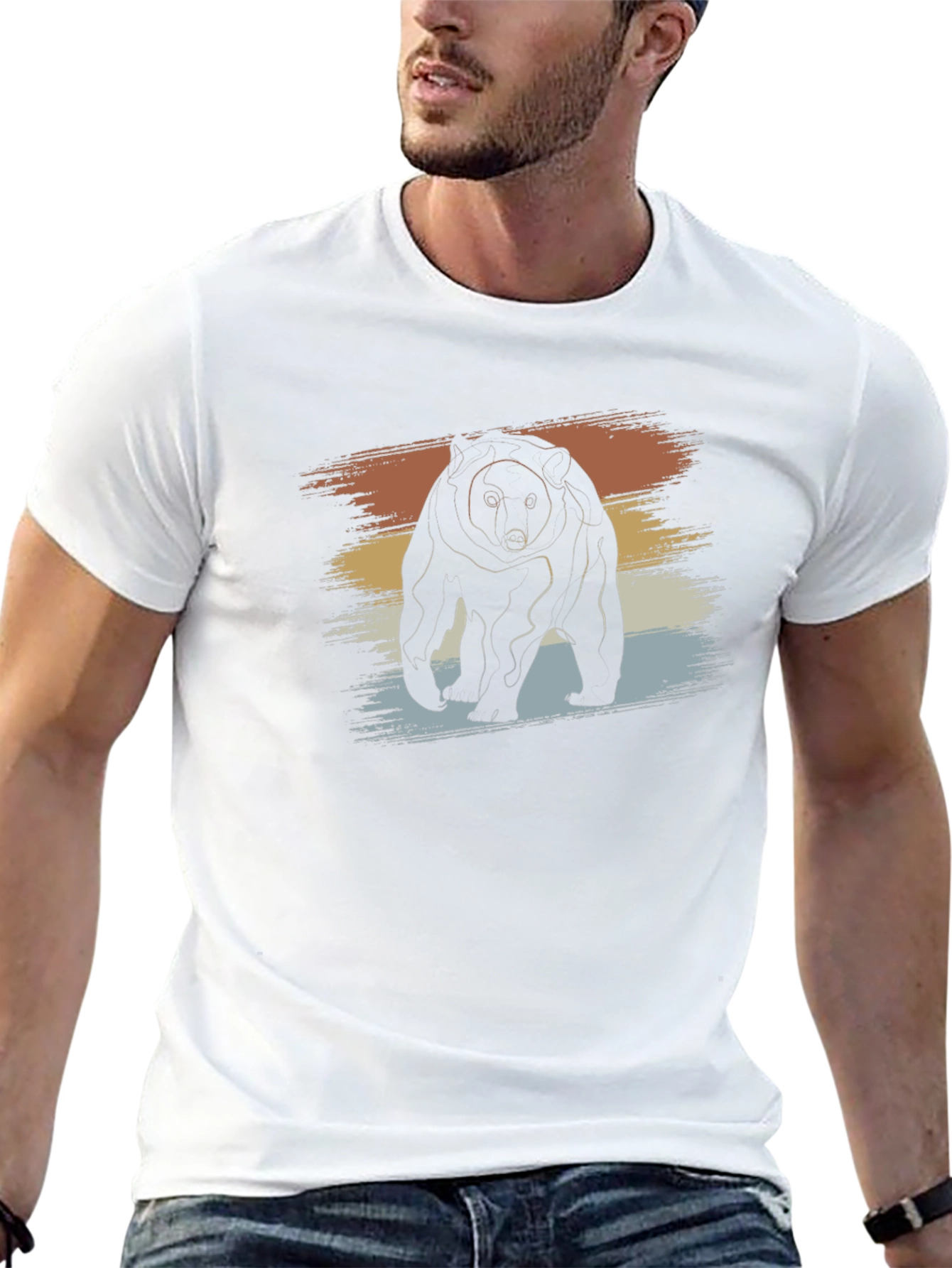 Retro Bear Graphic Tee - Black