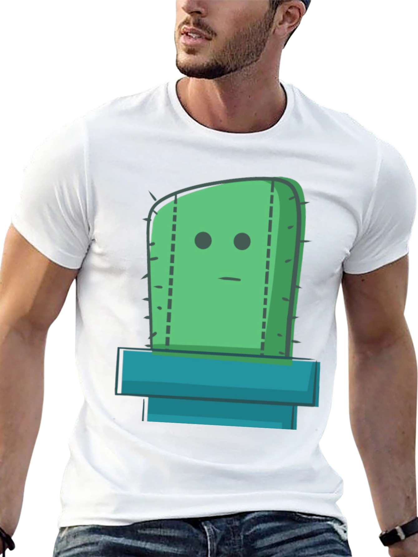 Cactus Graphic Tee - Black Cotton Casual Shirt