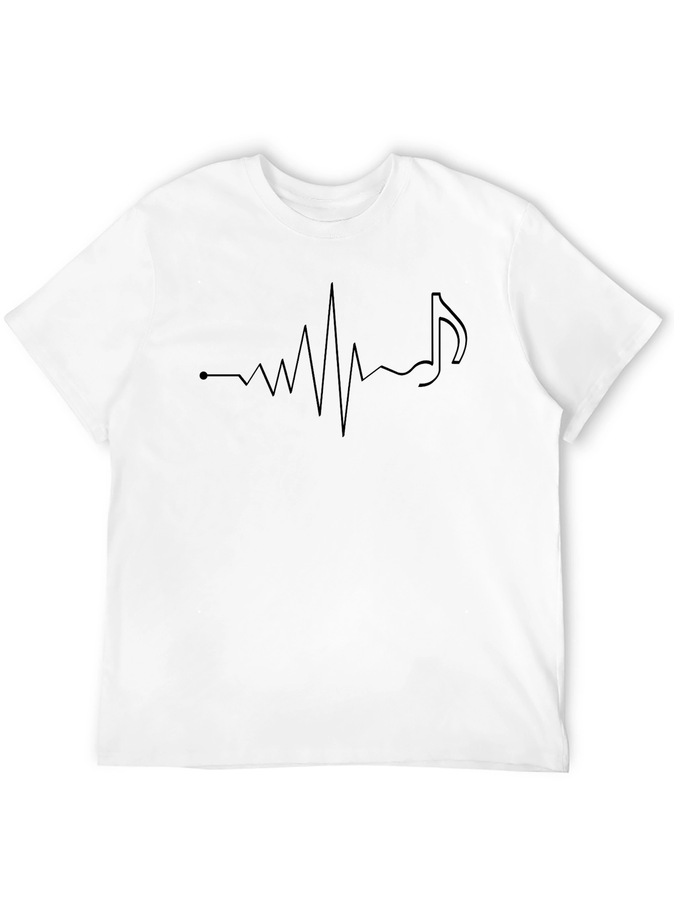 Music Heartbeat T-Shirt - Black Crew Neck Tee