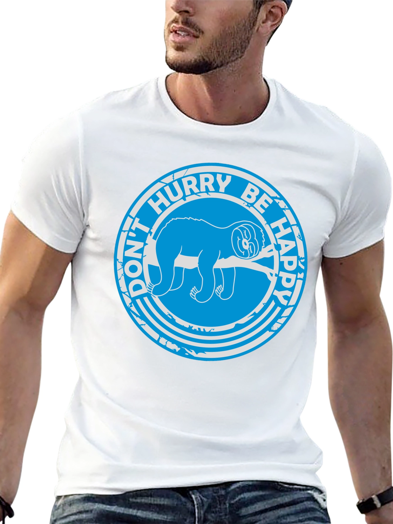 Dont Hurry Be Happy Sloth T-Shirt - Black