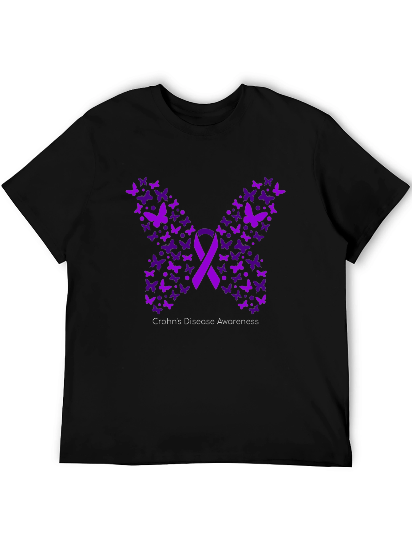 Crohns Disease Awareness Butterfly Ribbon T-Shirt