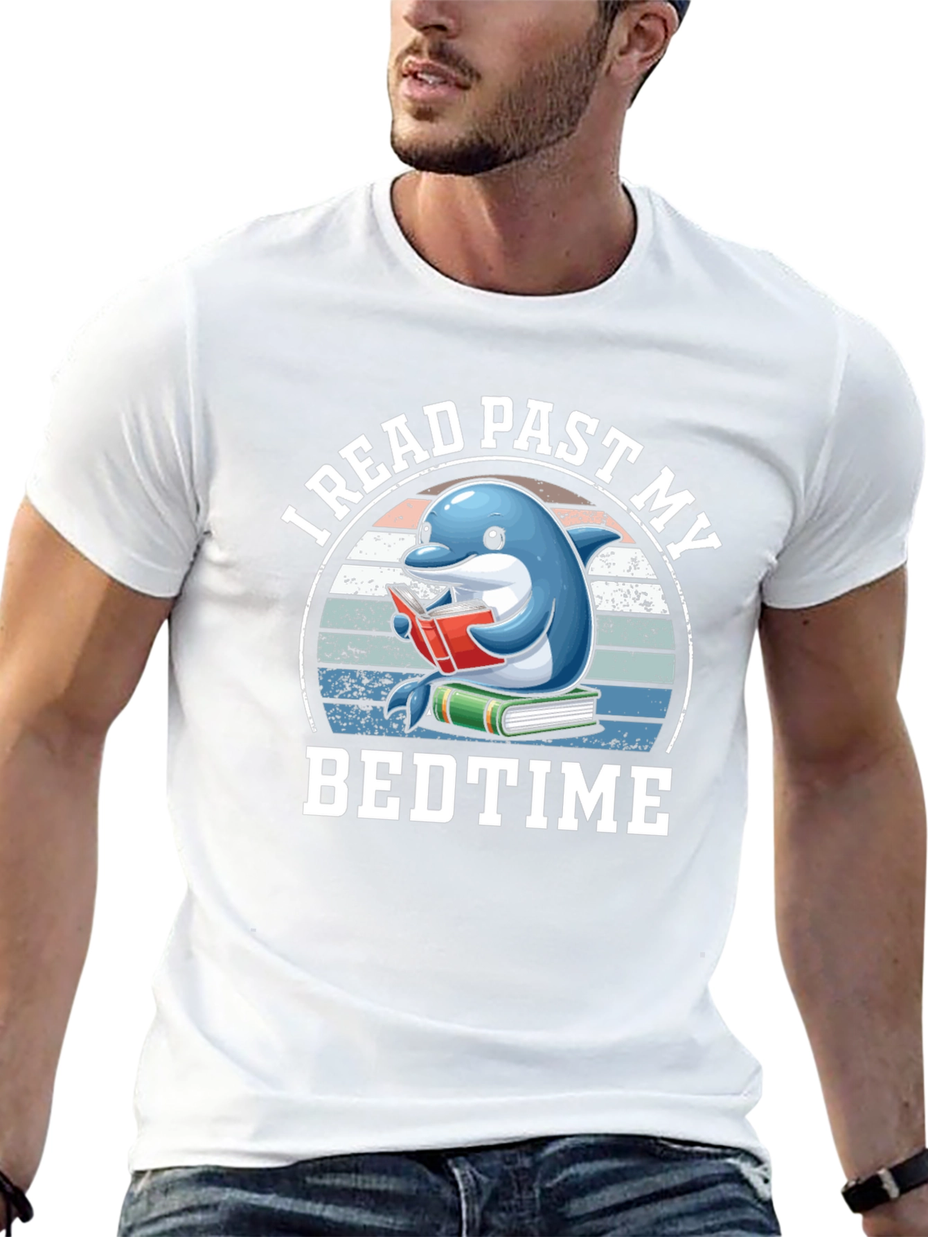 Funny Dolphin Reading Book Graphic Tee