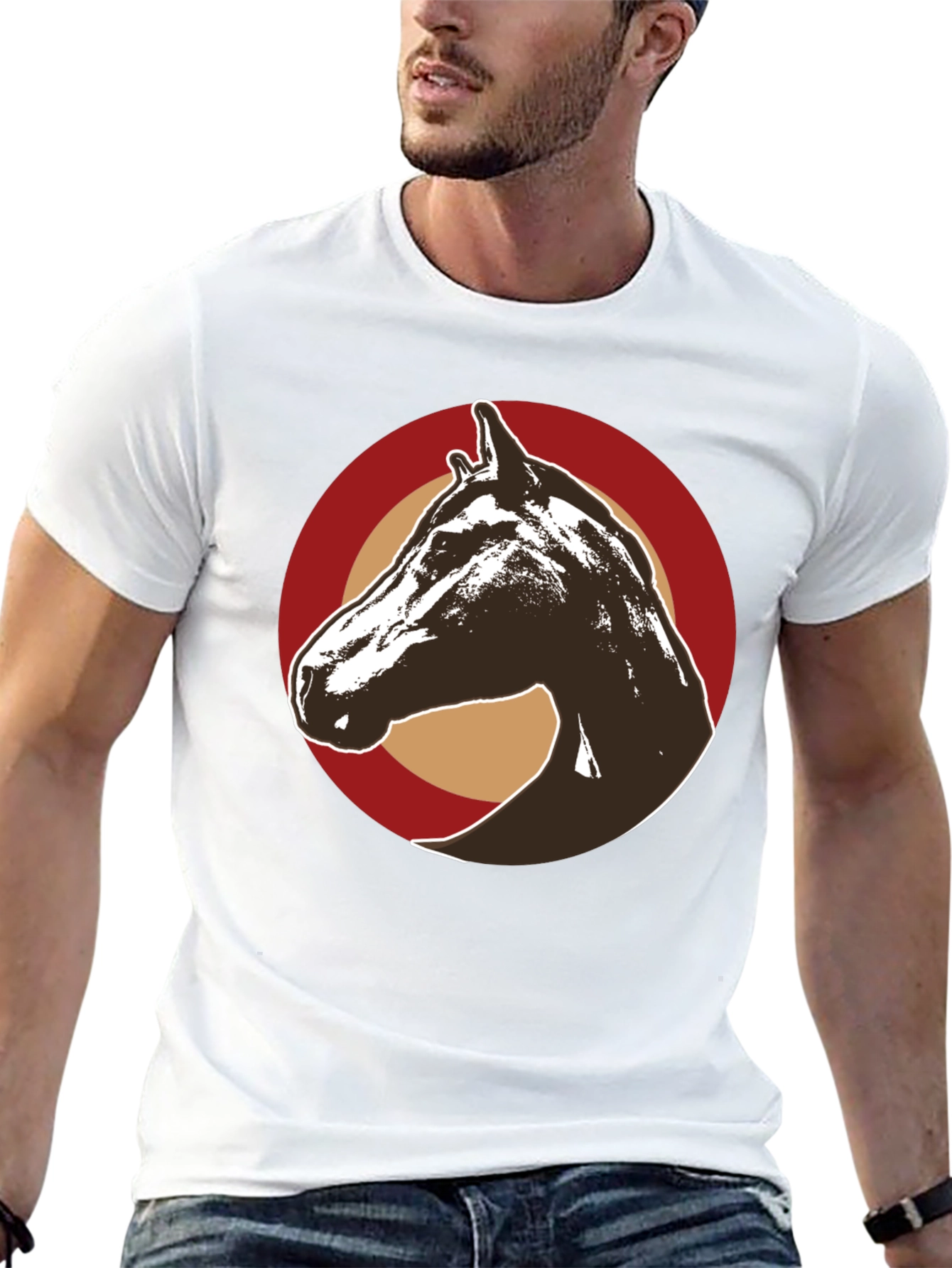 Horse Graphic Tee - Stylish Mens Black T-Shirt