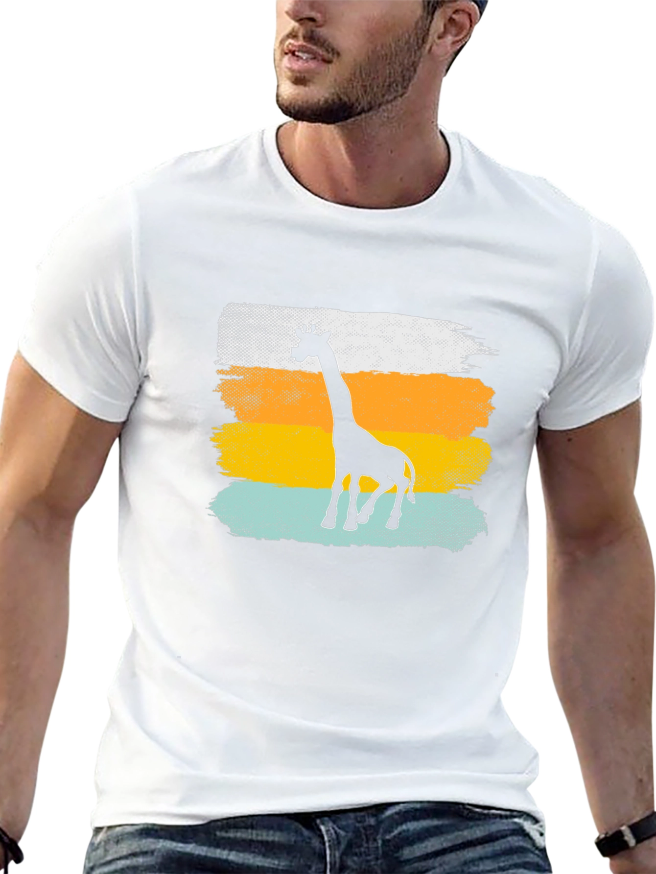 Giraffe Silhouette Graphic Tee - Casual Black T-Shirt