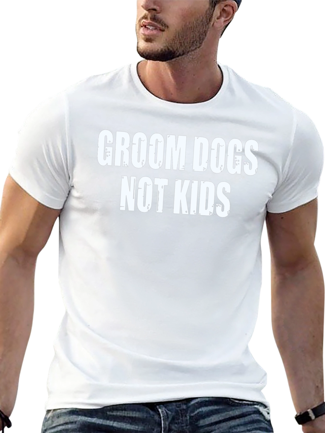 Groom Dogs Not Kids T-Shirt Black Humor Tee
