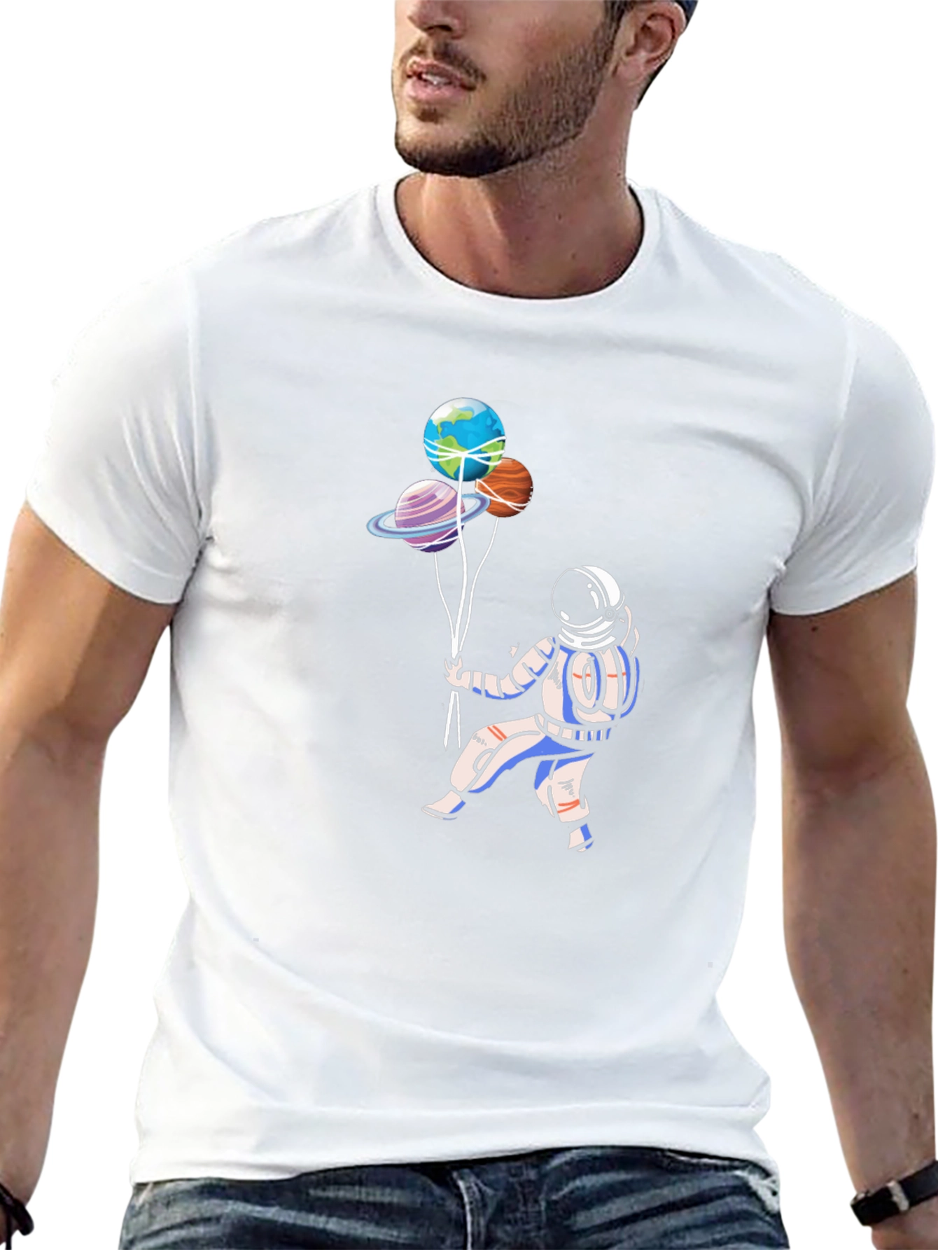 Astronaut & Planets T-Shirt - Space Lover Tee