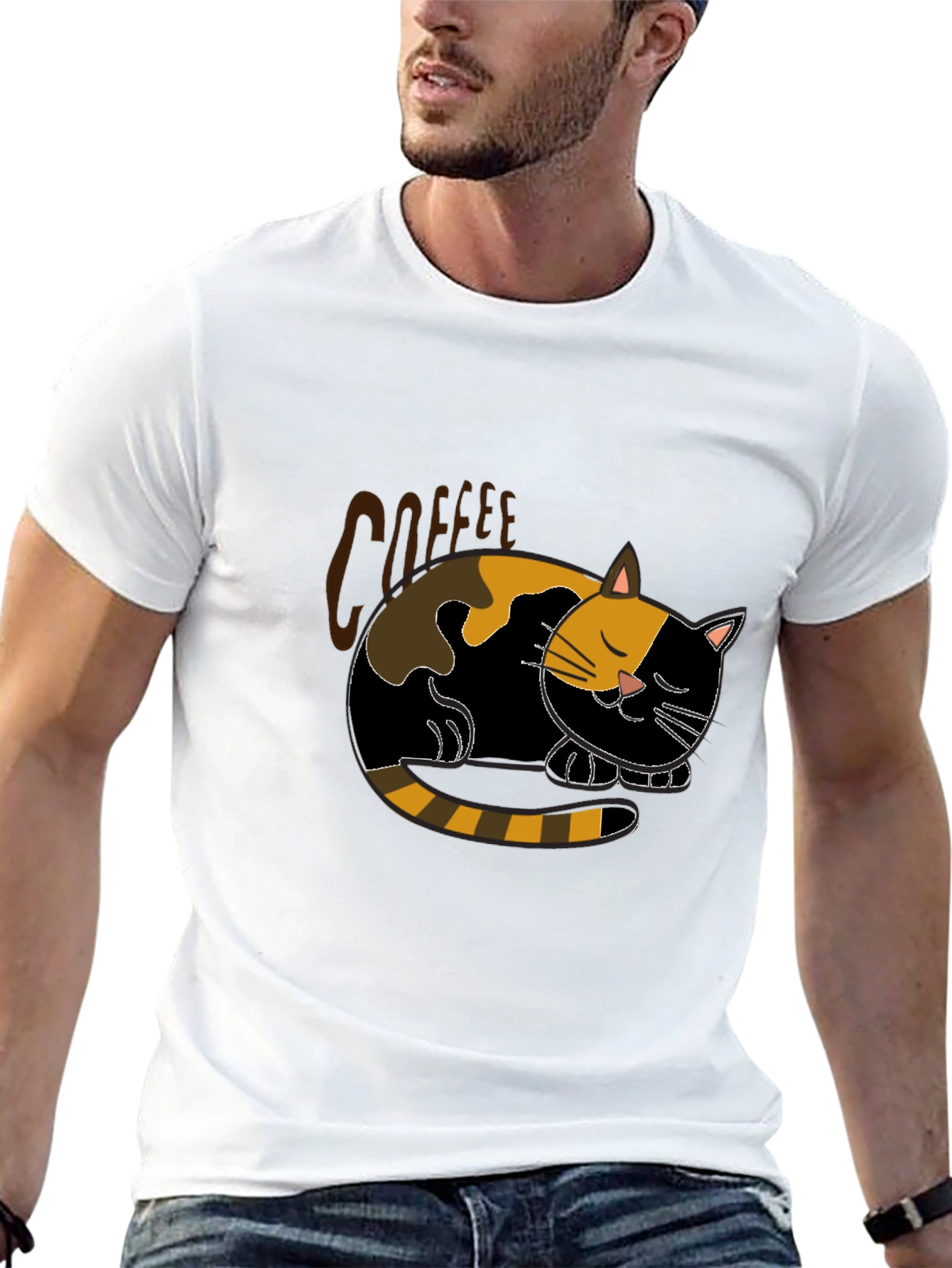 Coffee Cat Nap Black T-Shirt - Relaxed Fit