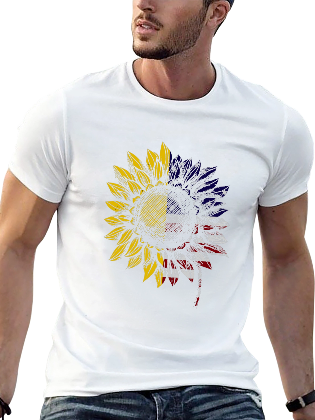 Sunflower US Flag Mens T-Shirt