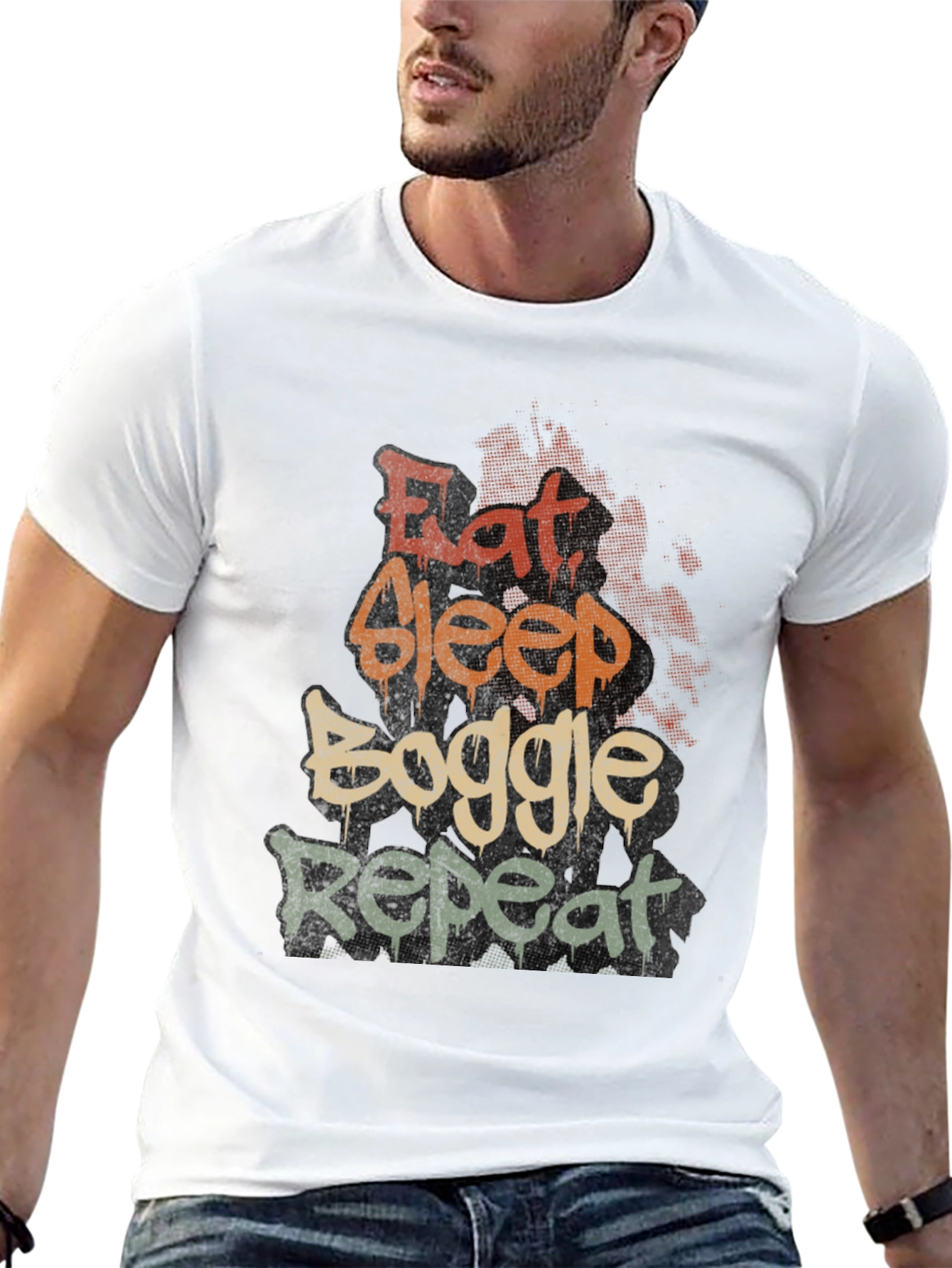 Eat Sleep Boggle Repeat Graphic T-Shirt