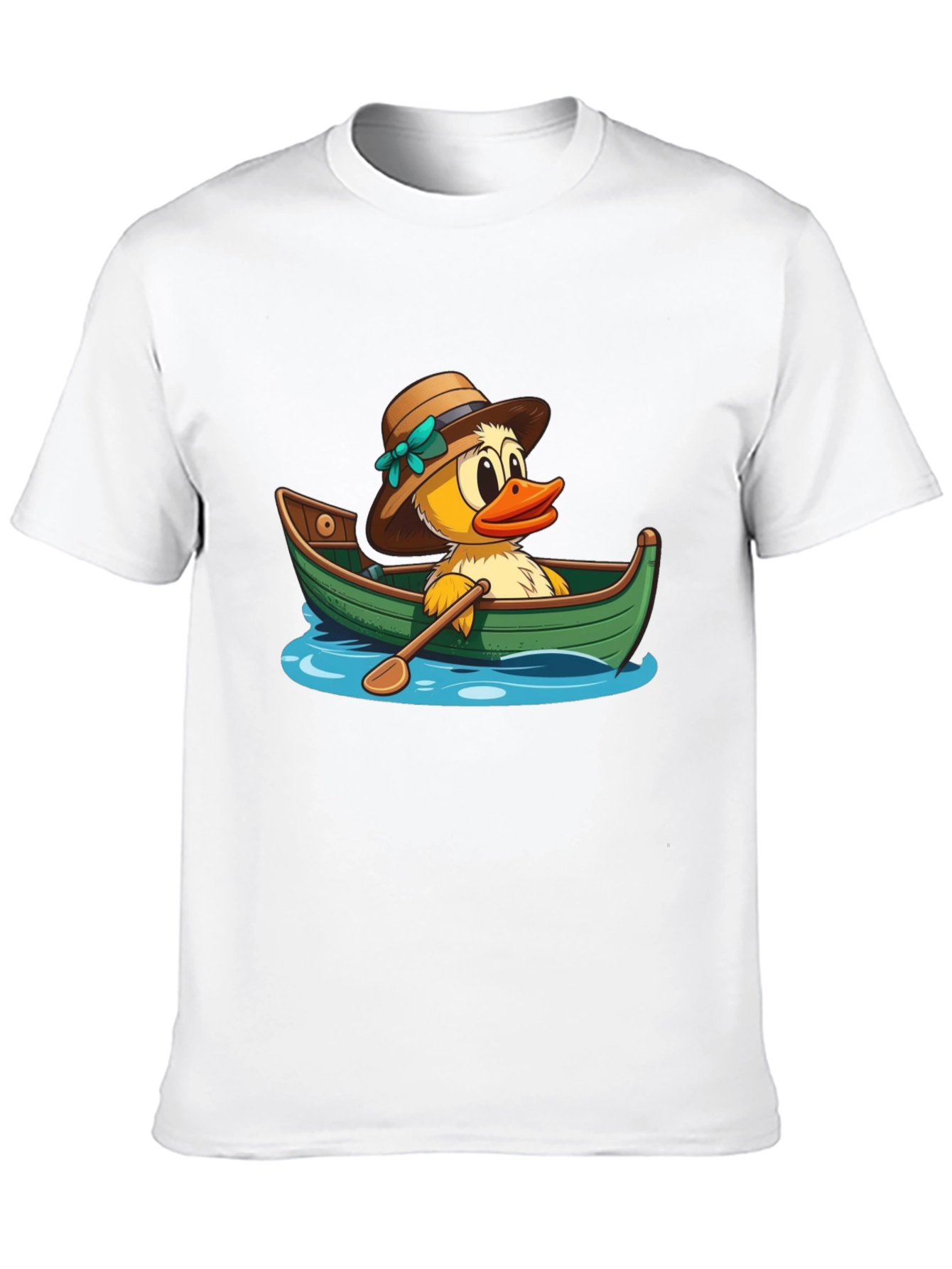 Duck in a Boat T-Shirt - Cartoon Style