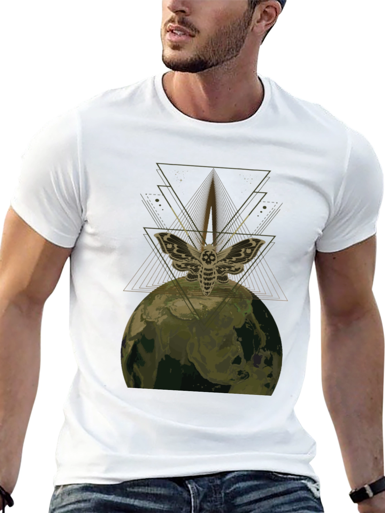Moth Earth Graphic Tee - Unique Dark Aesthetic