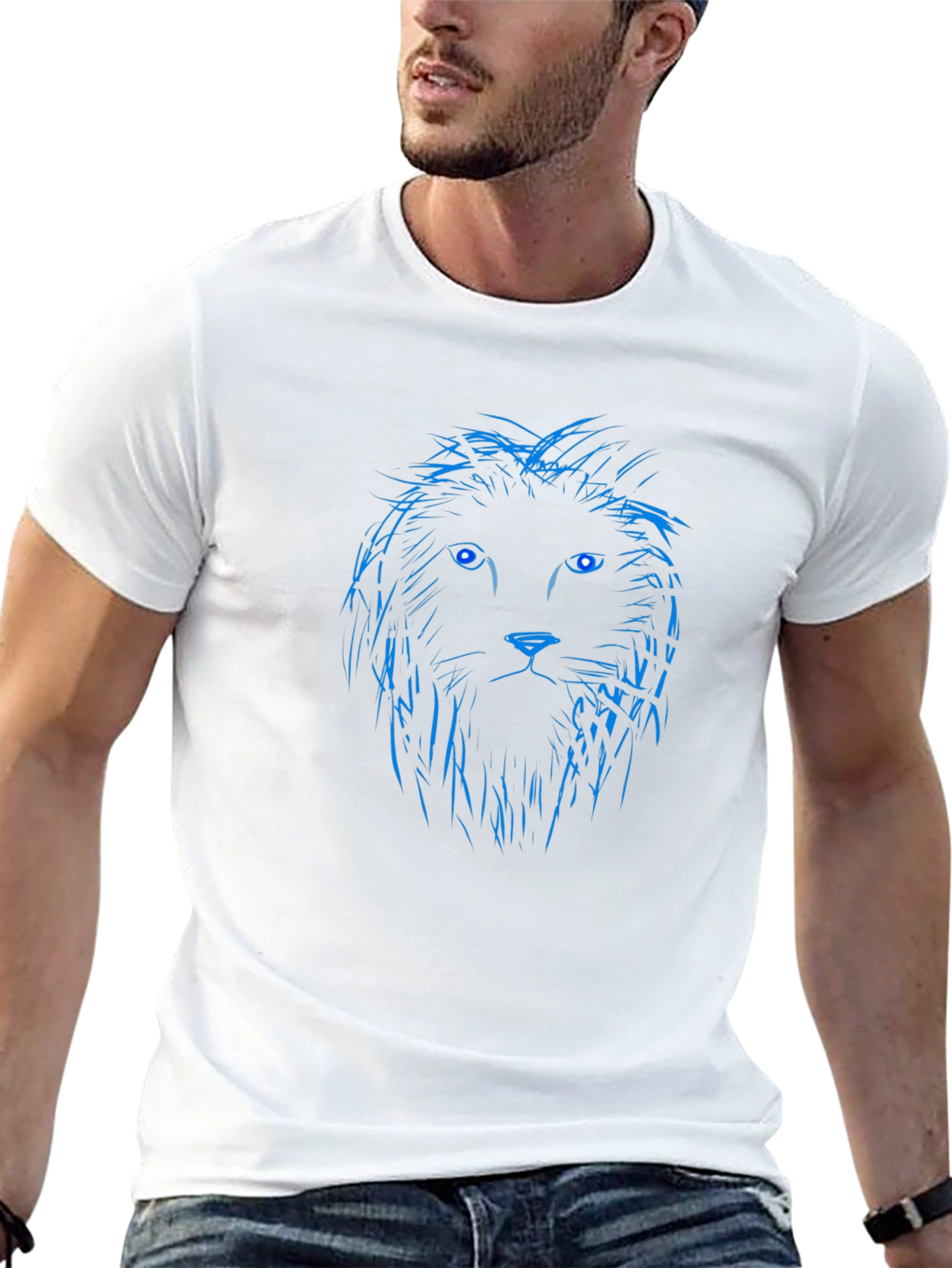 Blue Lion Graphic Black T-Shirt
