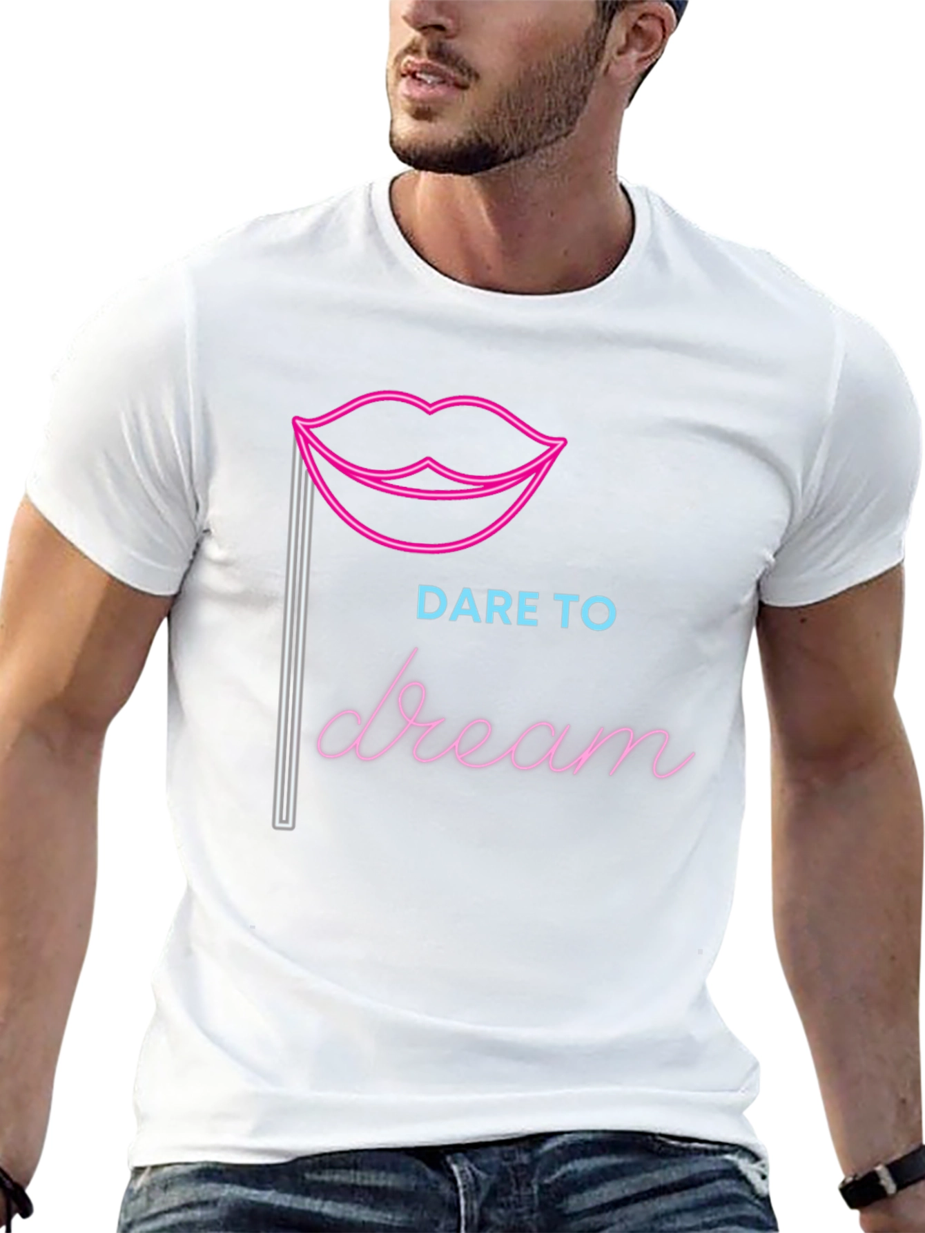 Dare to Dream Graphic Tee - Neon Lips Design