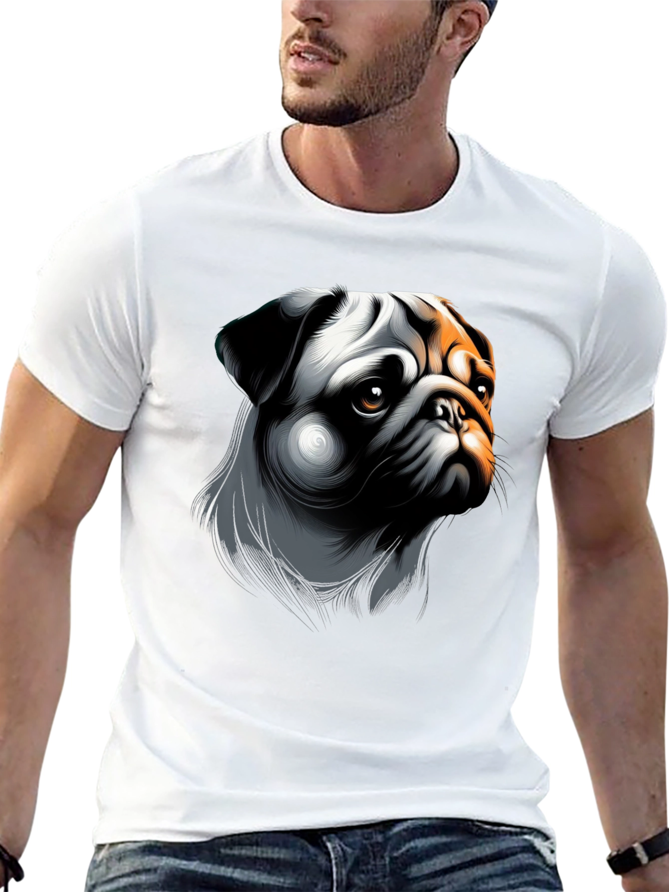 Pug Graphic Print Black T-Shirt