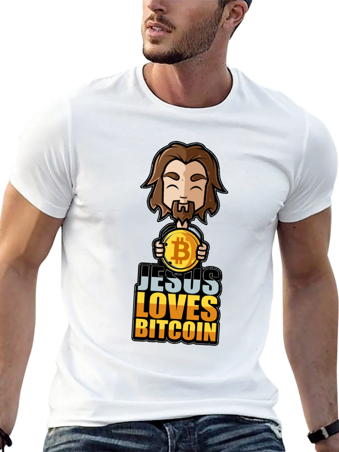 Jesus Loves Bitcoin Graphic T-Shirt