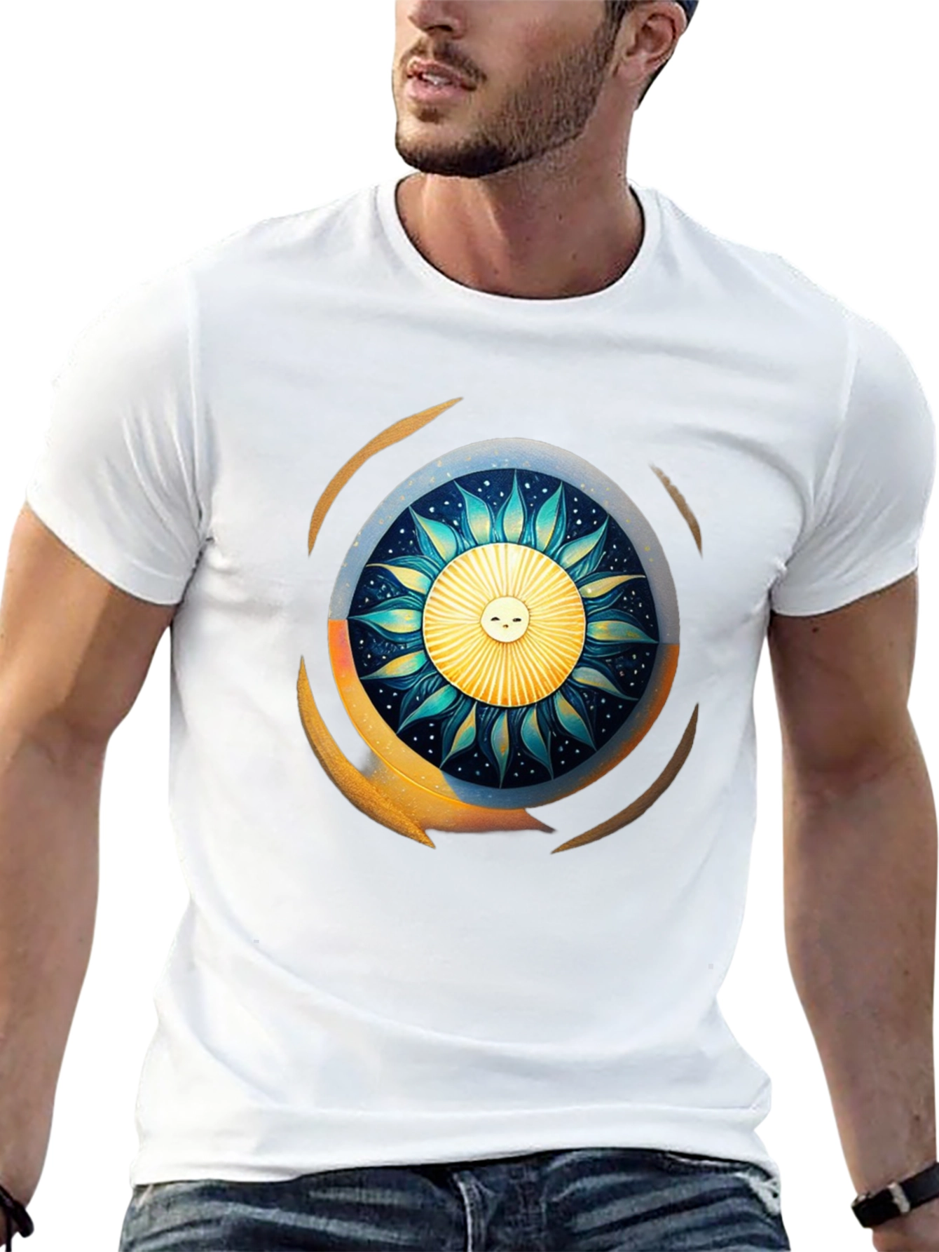 Sun & Moon Graphic T-Shirt - Celestial Design