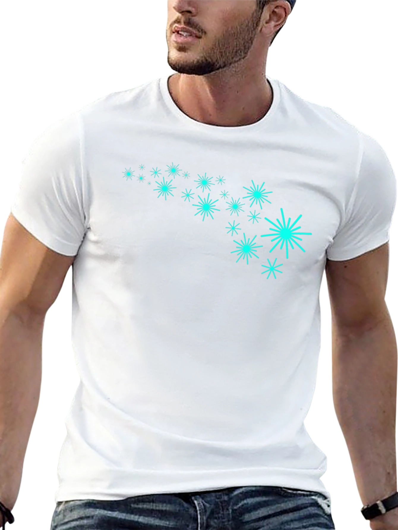 Retro Starburst Pattern Black T-Shirt