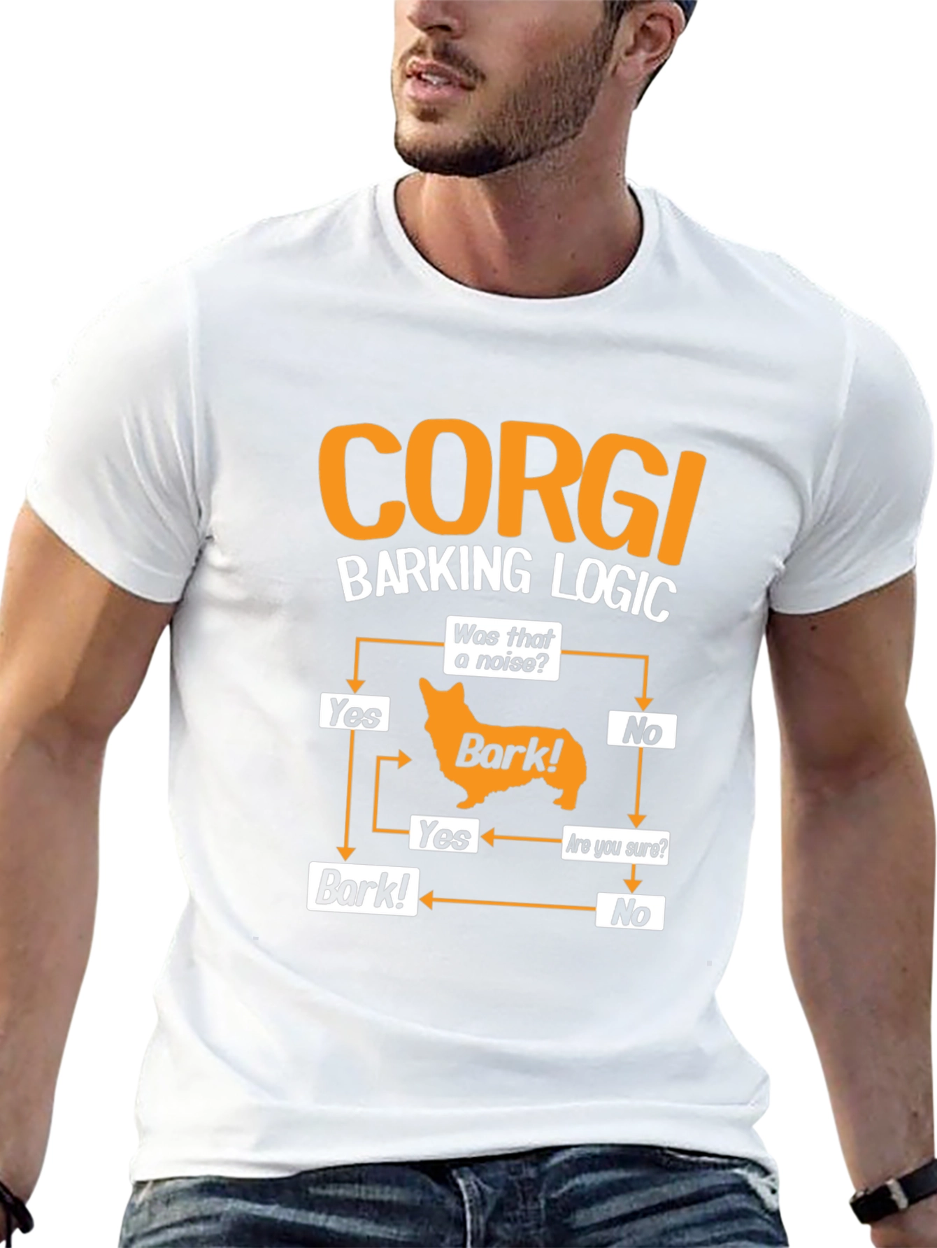 Corgi Barking Logic Black T-Shirt