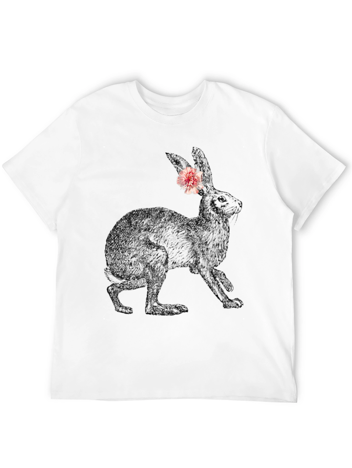 Bunny Graphic Tee - Black Casual Cotton T-Shirt