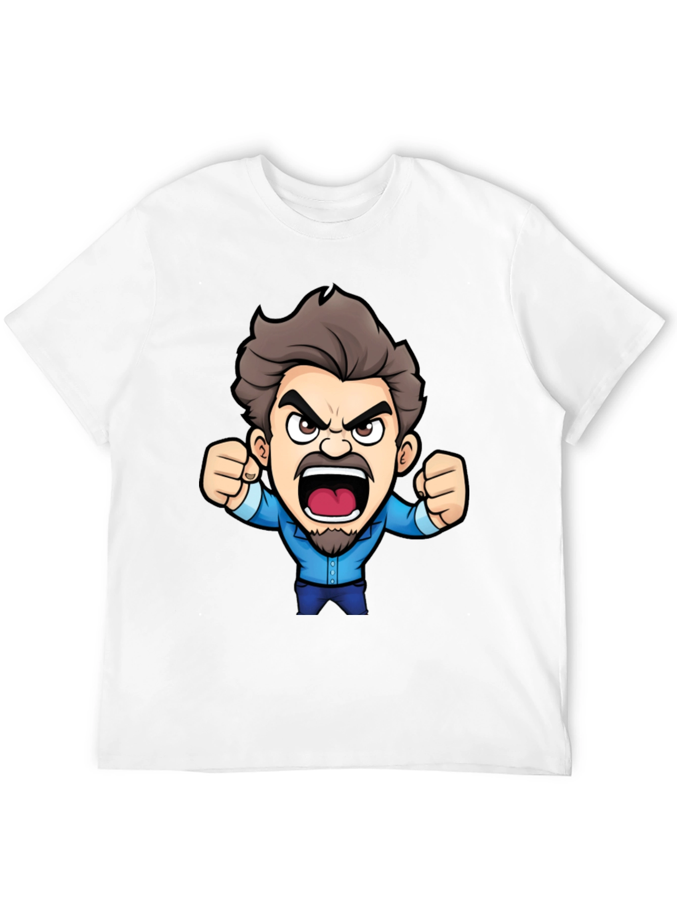 Cartoon Angry Man Black T-Shirt