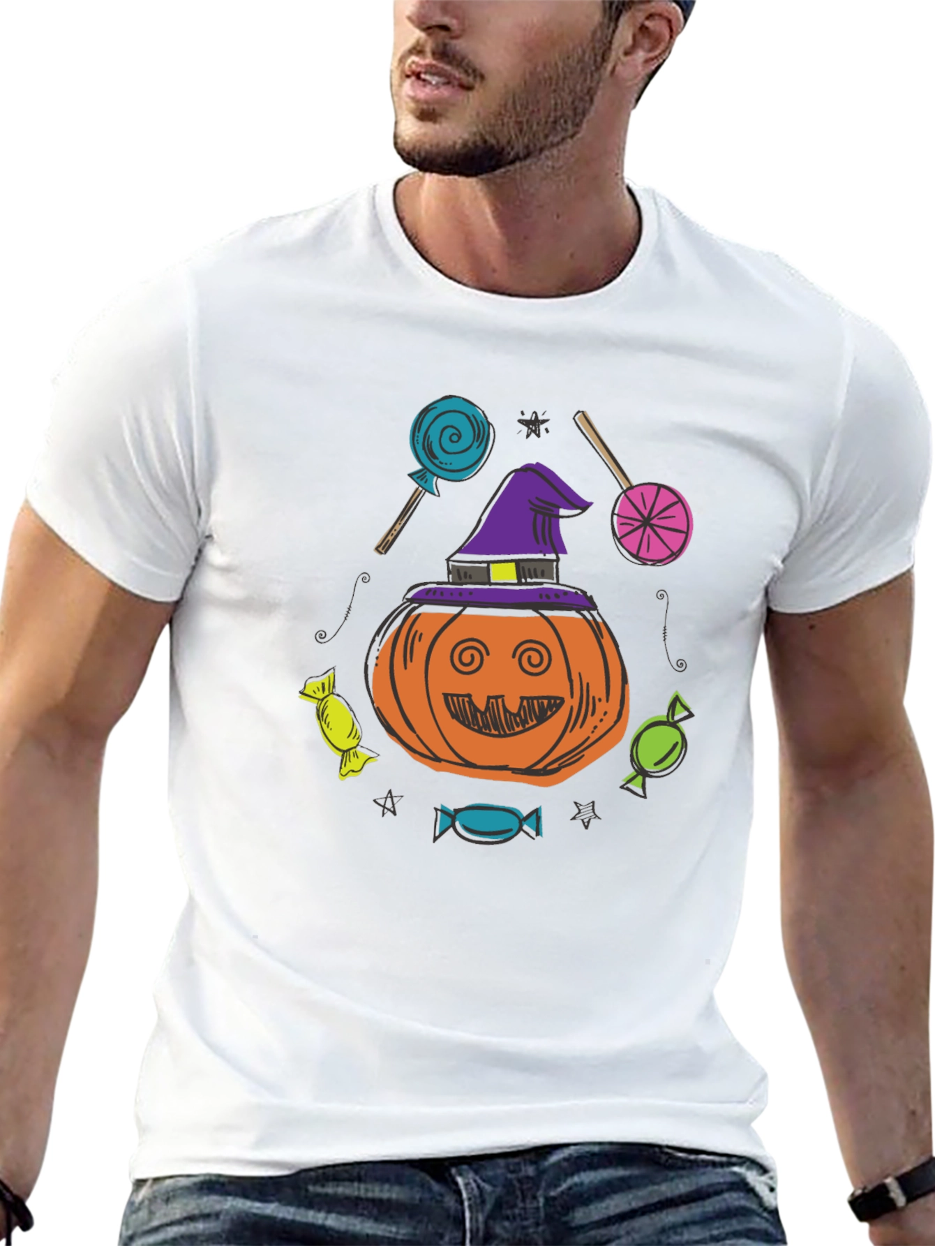 Halloween Pumpkin Candies Graphic T-Shirt