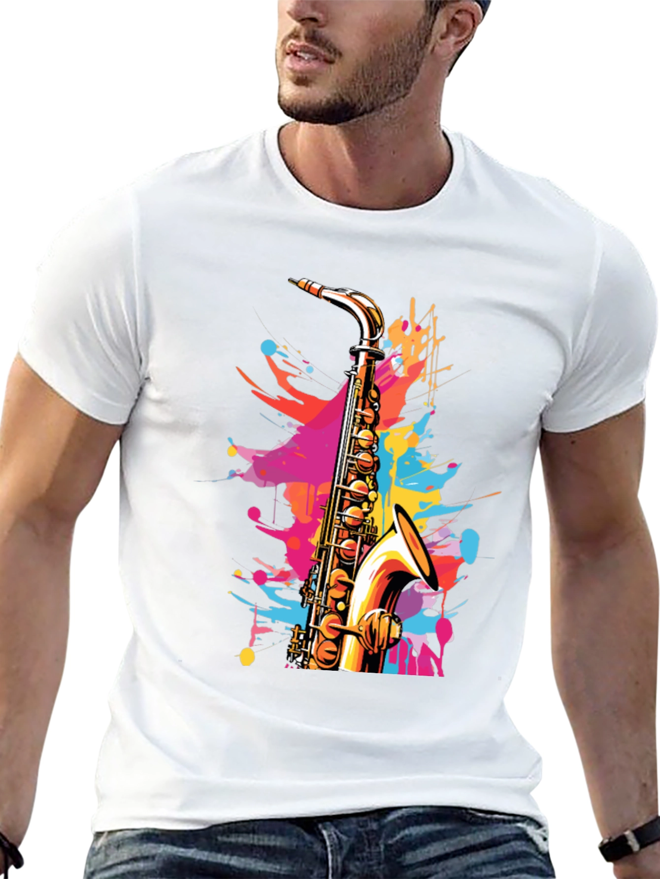 Colorful Saxophone Graphic Tee