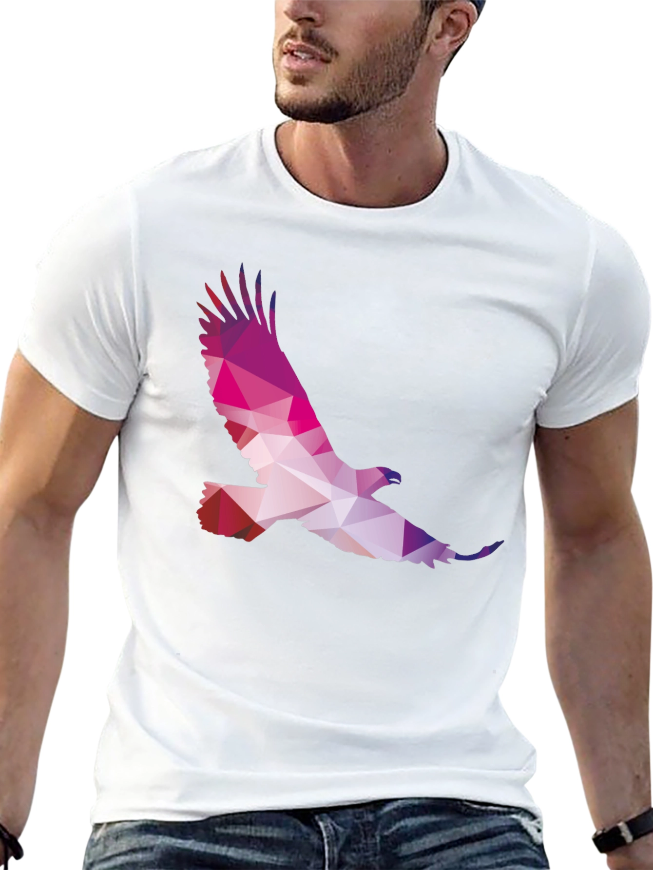 Geometric Eagle Graphic Tee - Black