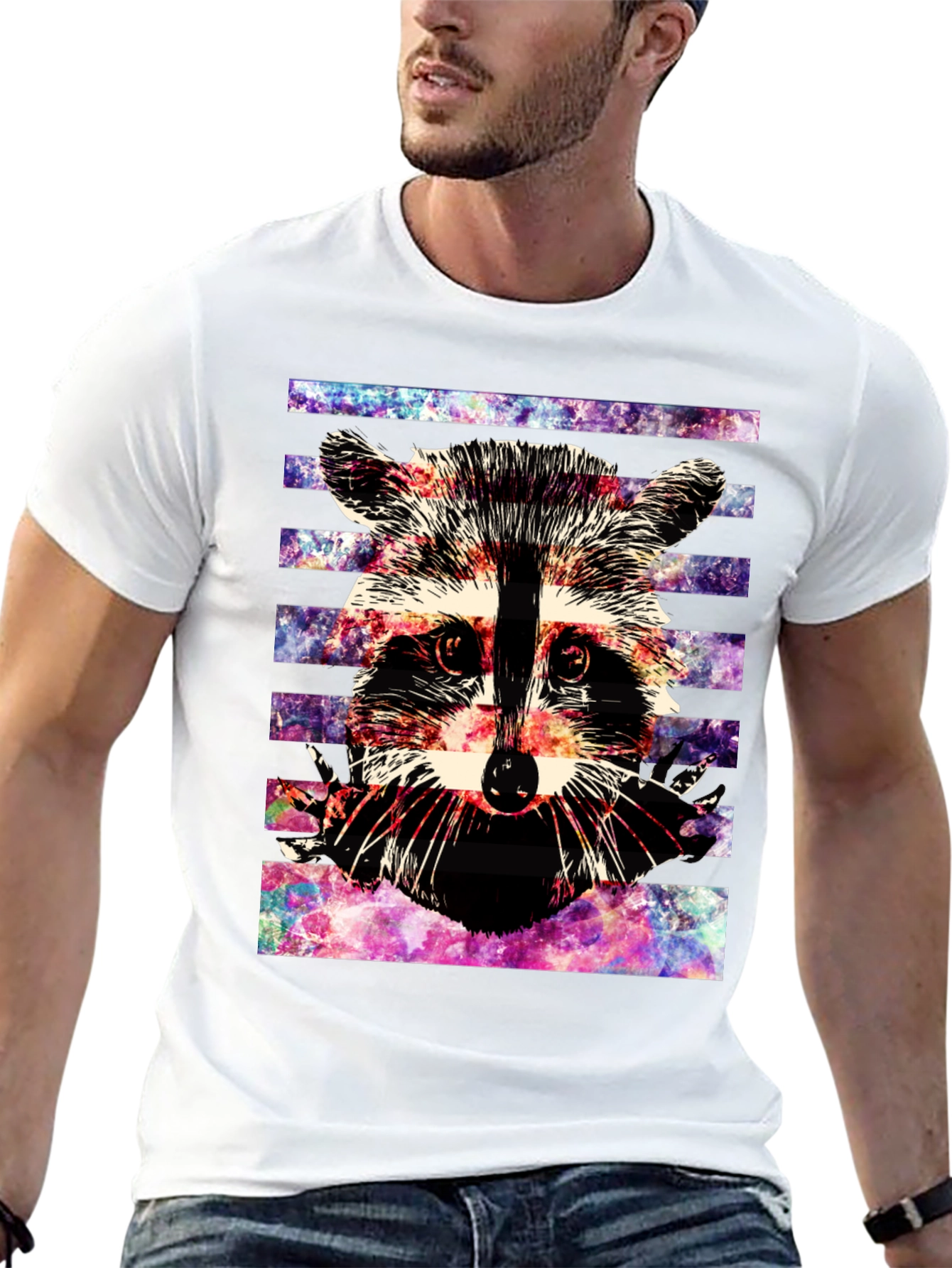 Raccoon Galaxy T-Shirt - Mens Black Graphic Tee