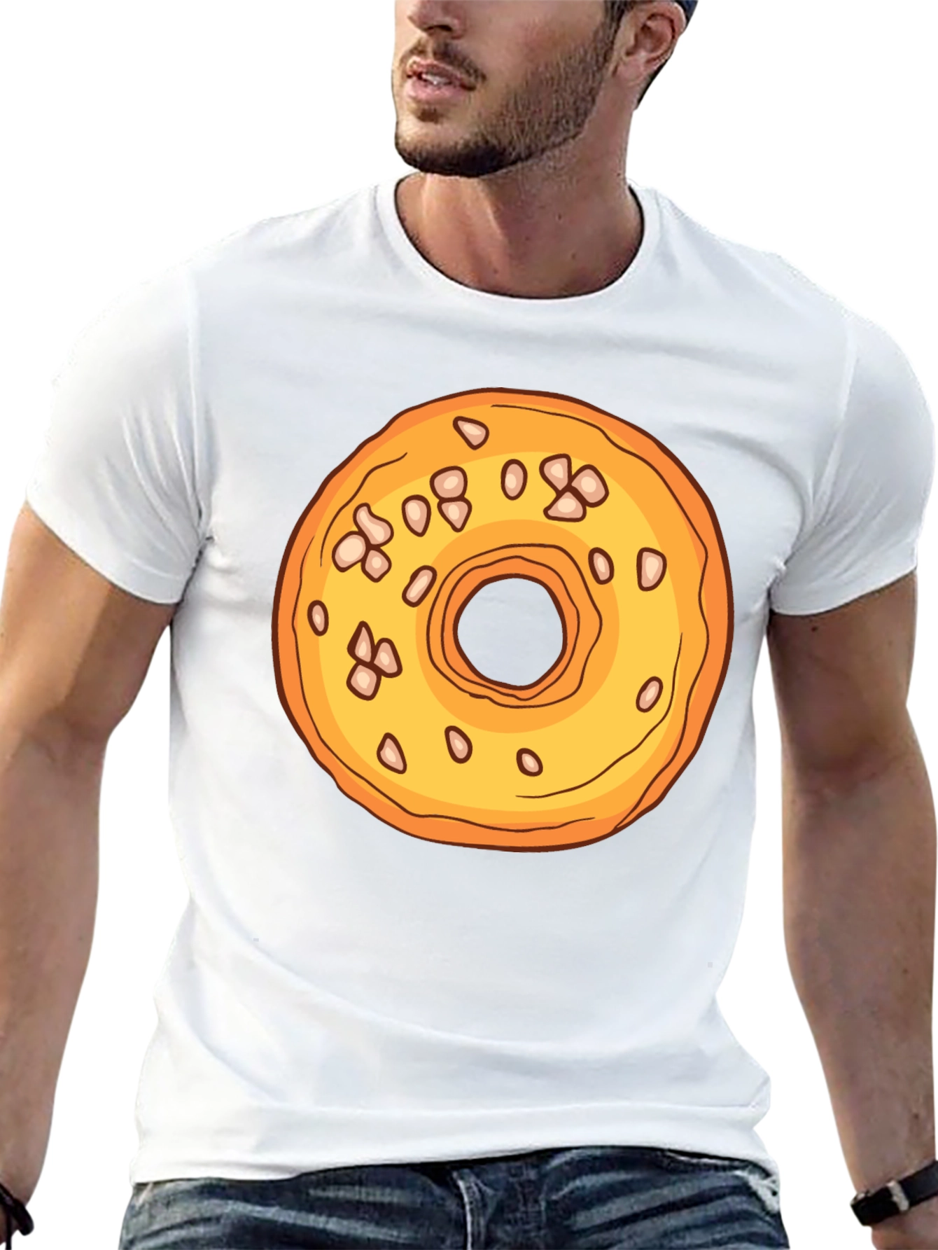 Donut Graphic T-Shirt - Black Cotton Casual Tee