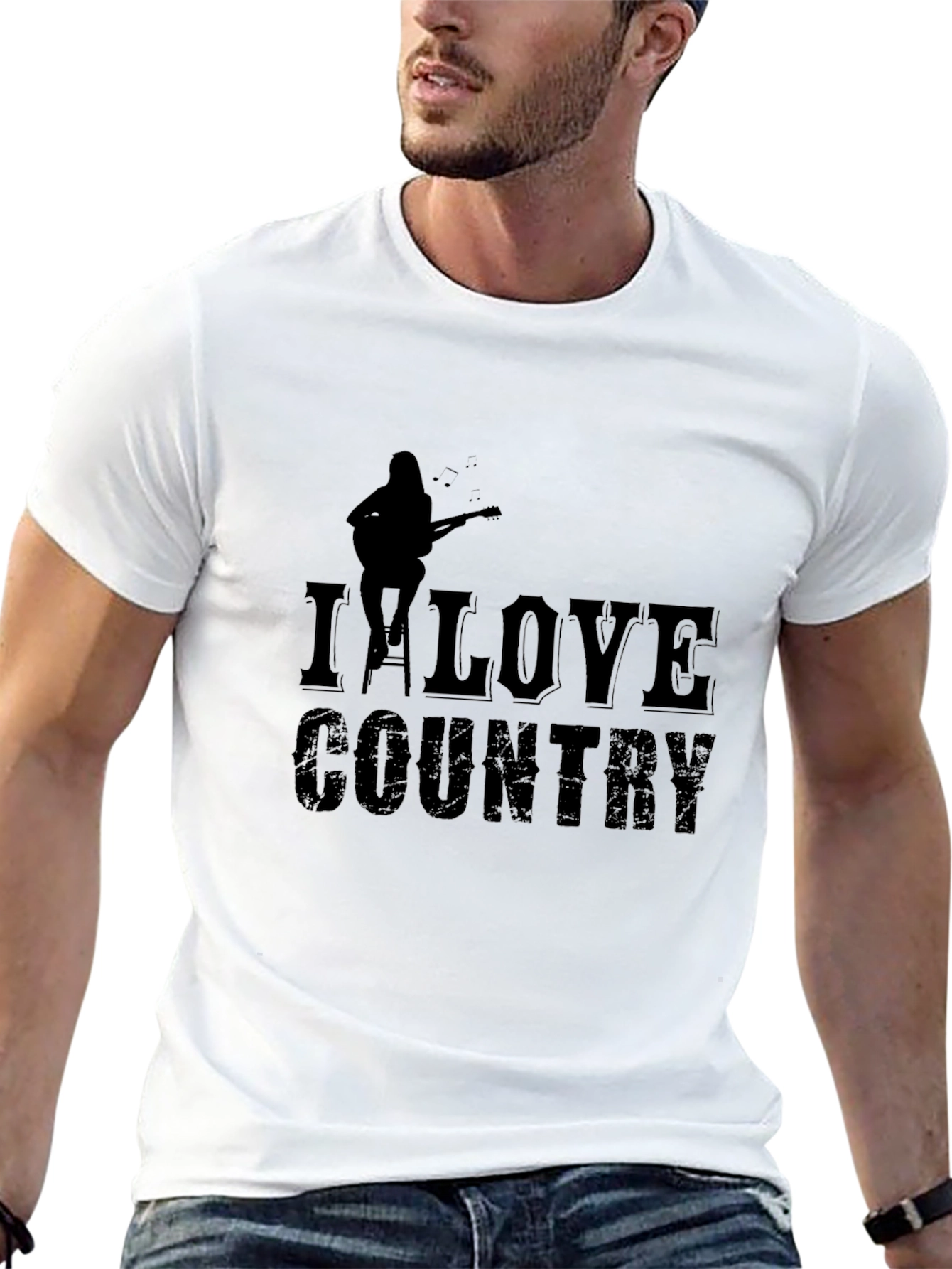 I Love Country Music Graphic Tee - Black