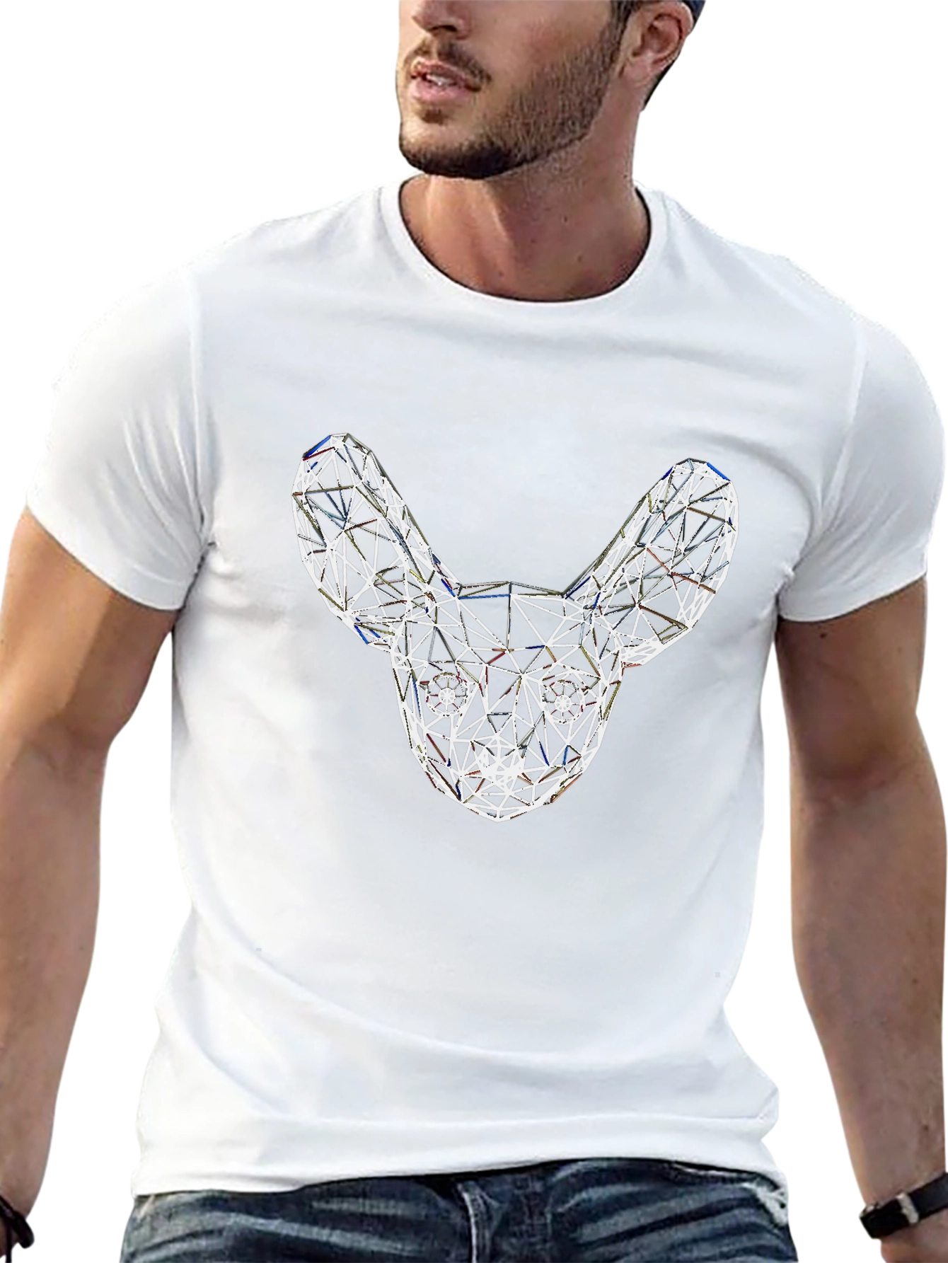 Geometric Dog Head Black T-Shirt