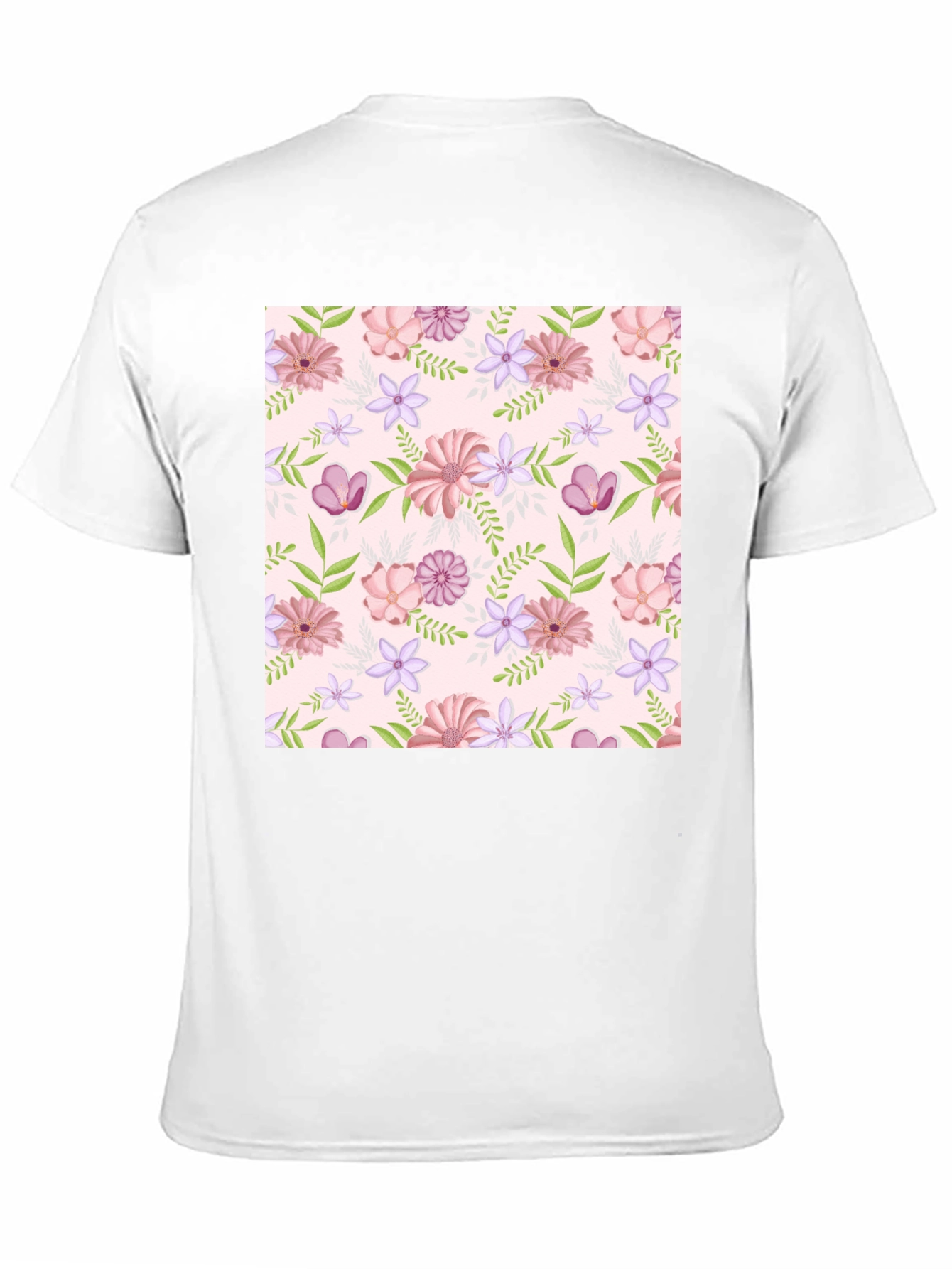 Floral Pattern T-Shirt - Black Casual Tee