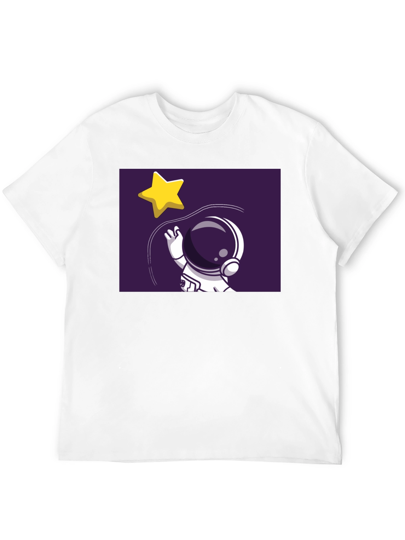 Astronaut Star Catching Graphic Black T-Shirt
