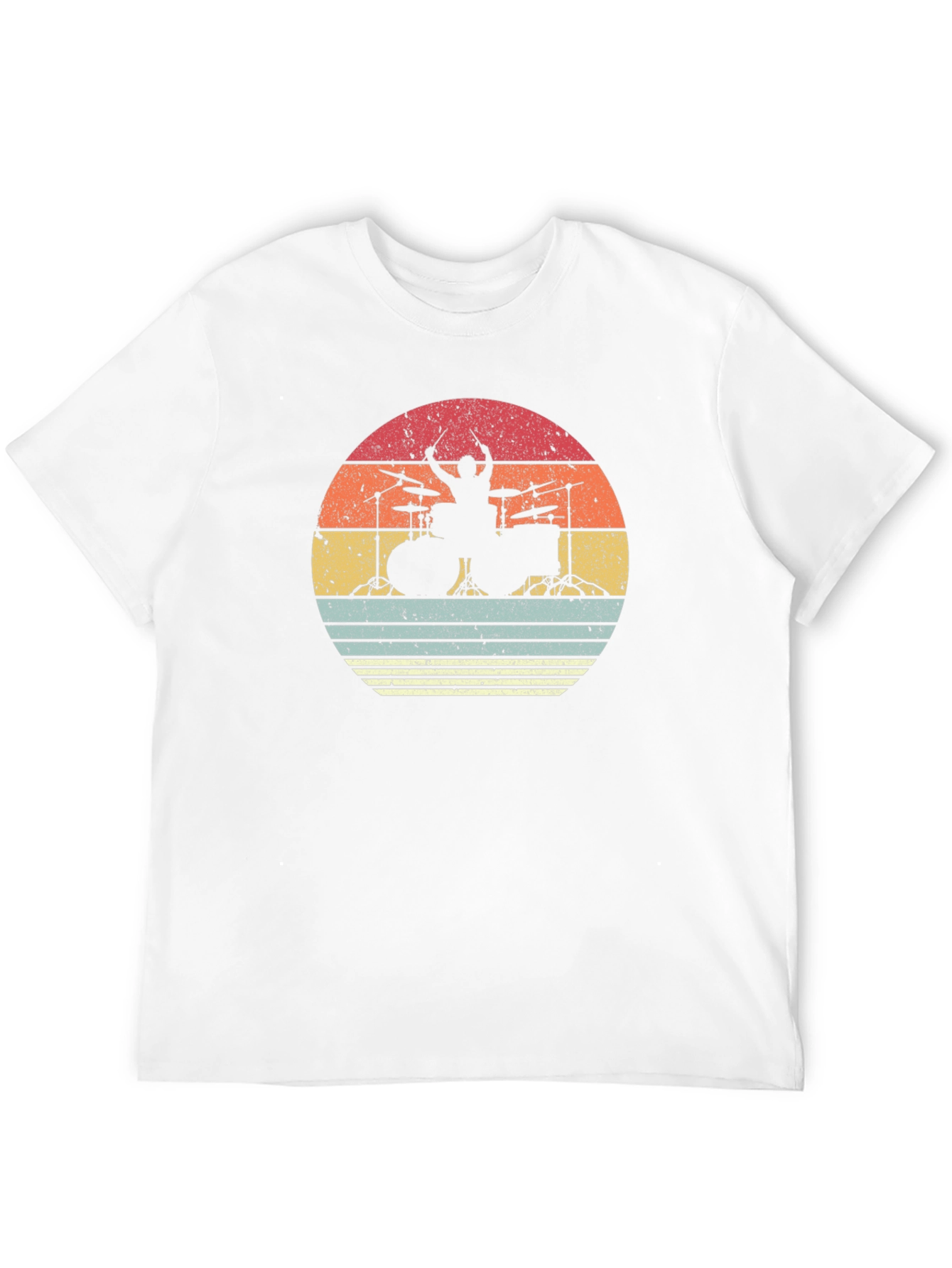 Retro Drummer Sunset T-Shirt - Music Lover Tee