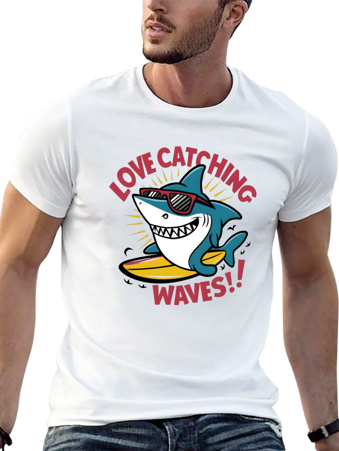 Shark Surfing T-Shirt - Love Catching Waves!