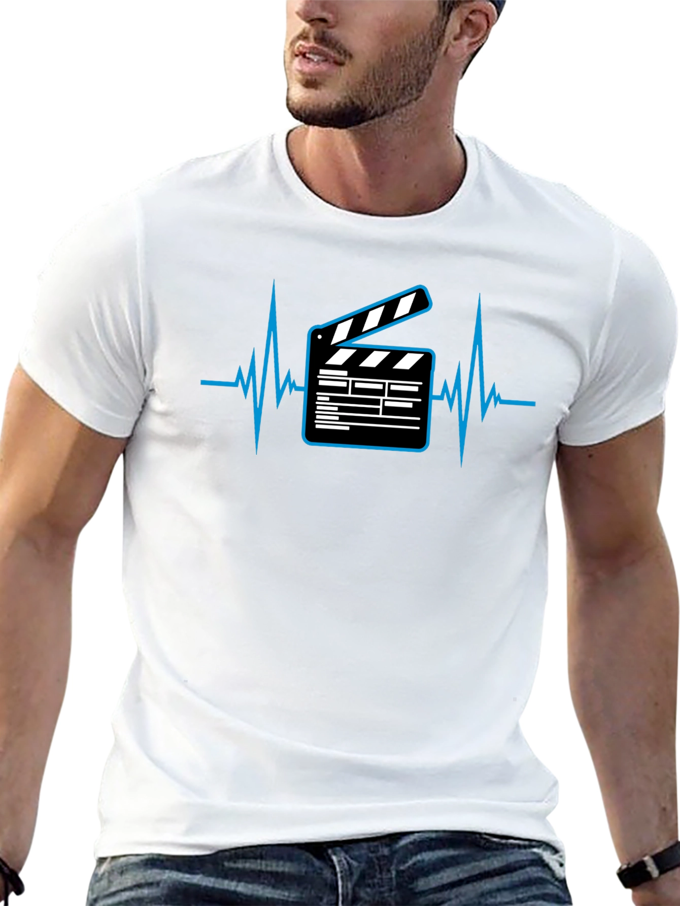 Movie Lover T-Shirt - Clapperboard Heartbeat Graphic Tee