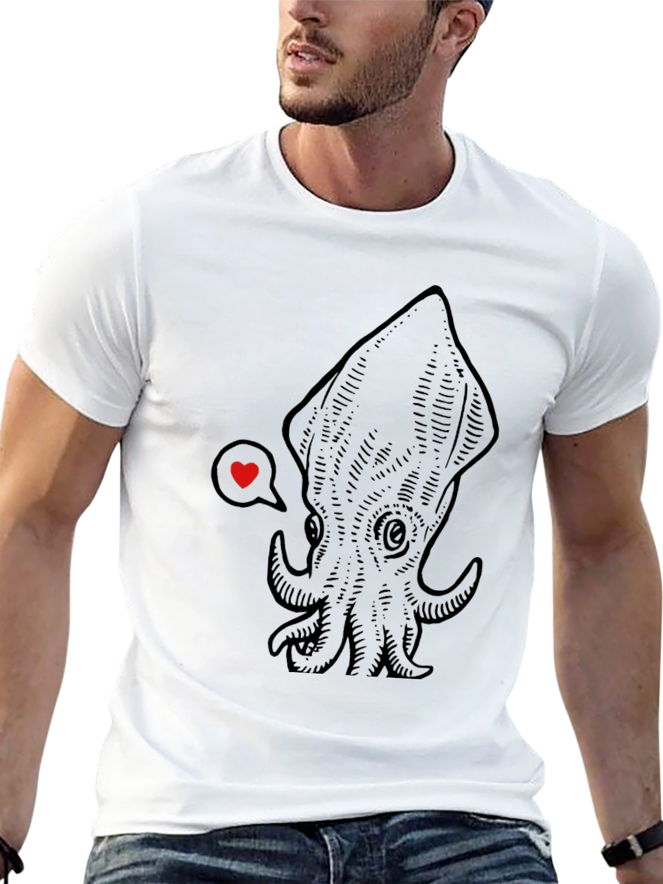 Squid Love Graphic Tee - Unisex Black T-Shirt