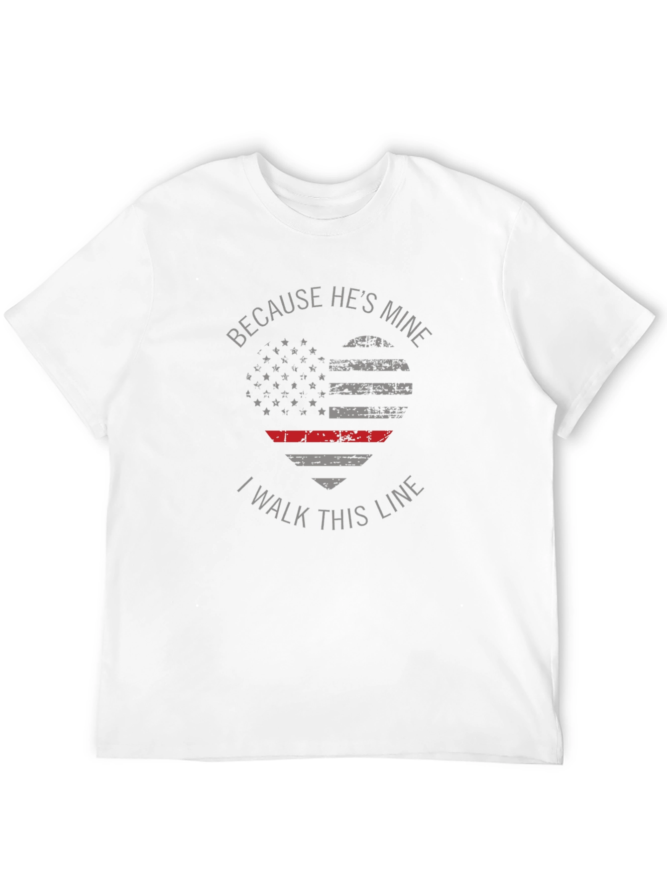 Because Hes Mine T-Shirt Thin Red Line Heart
