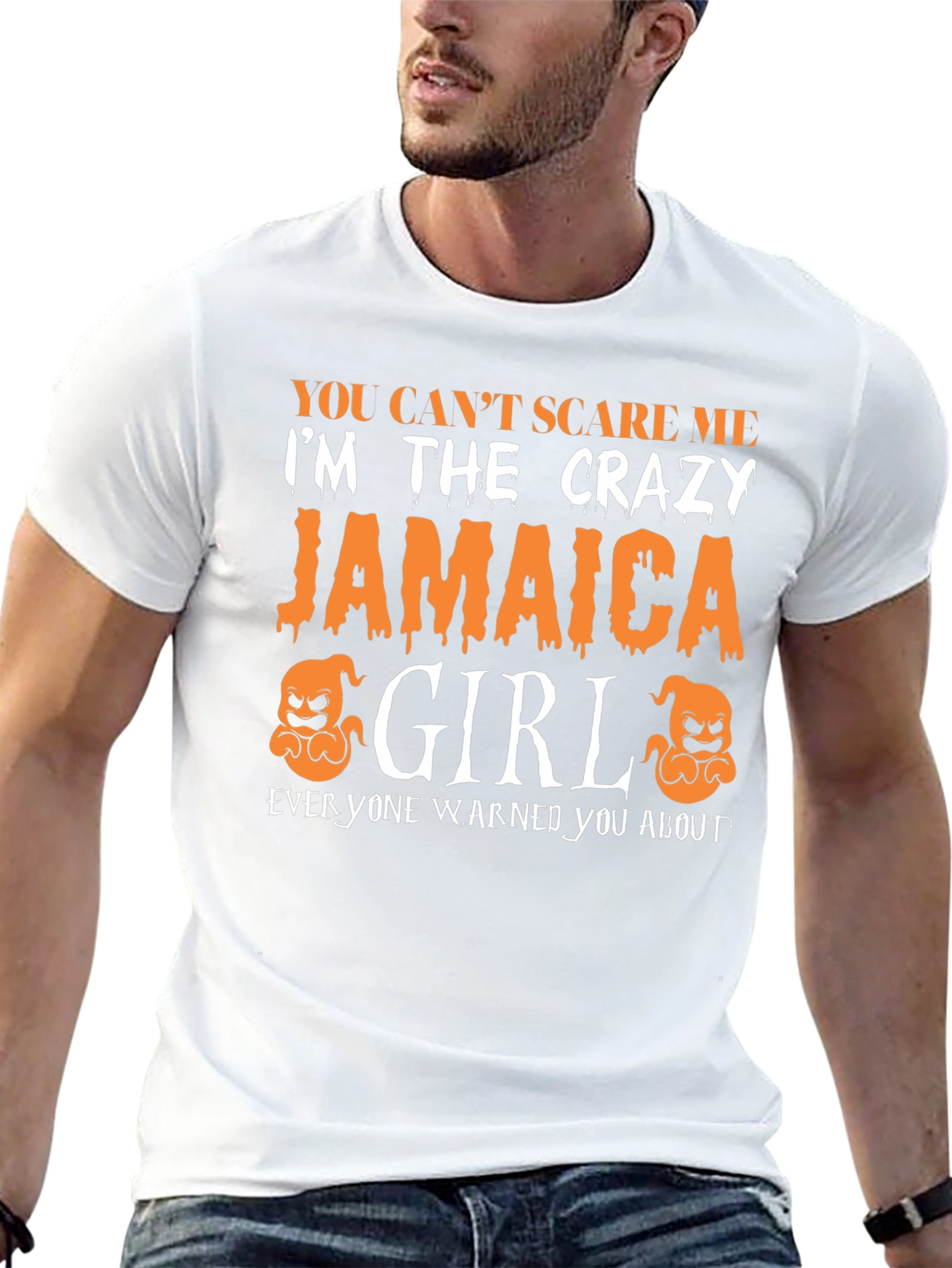 Crazy Jamaica Girl Graphic Tee - Halloween T-Shirt