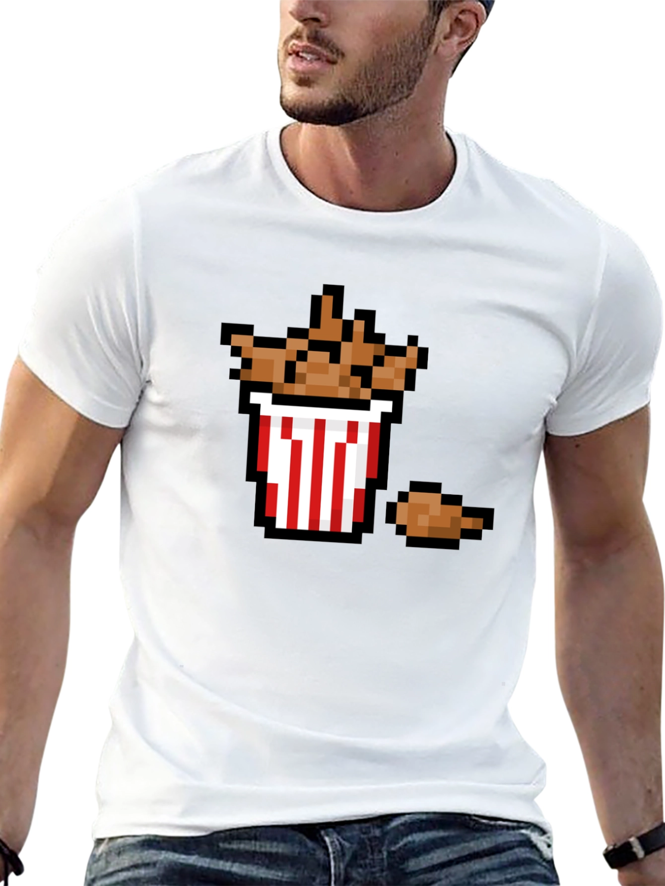 Pixel Fried Chicken T-Shirt - Funny Foodie Tee