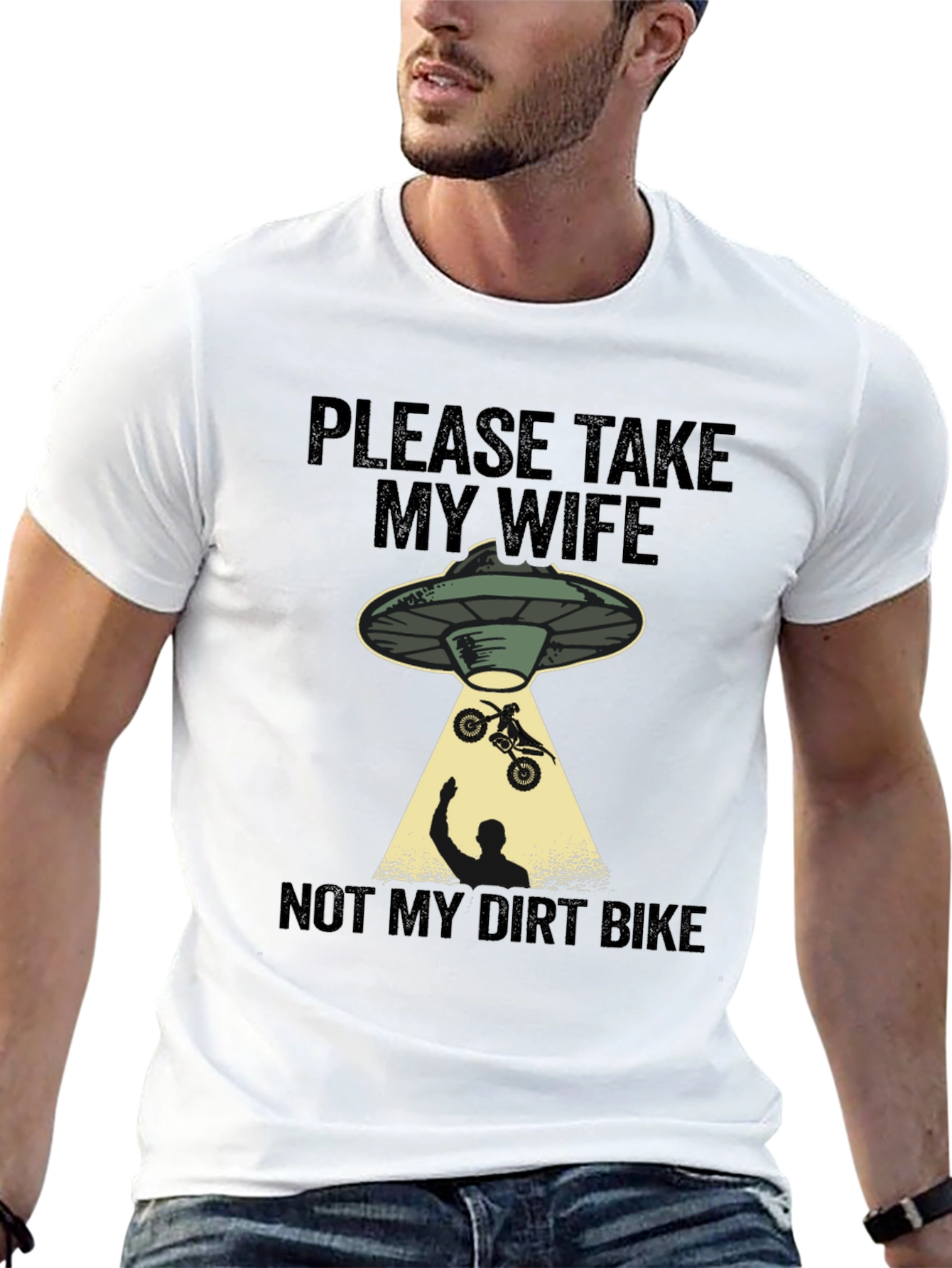Funny Alien Abduction Dirt Bike T-Shirt