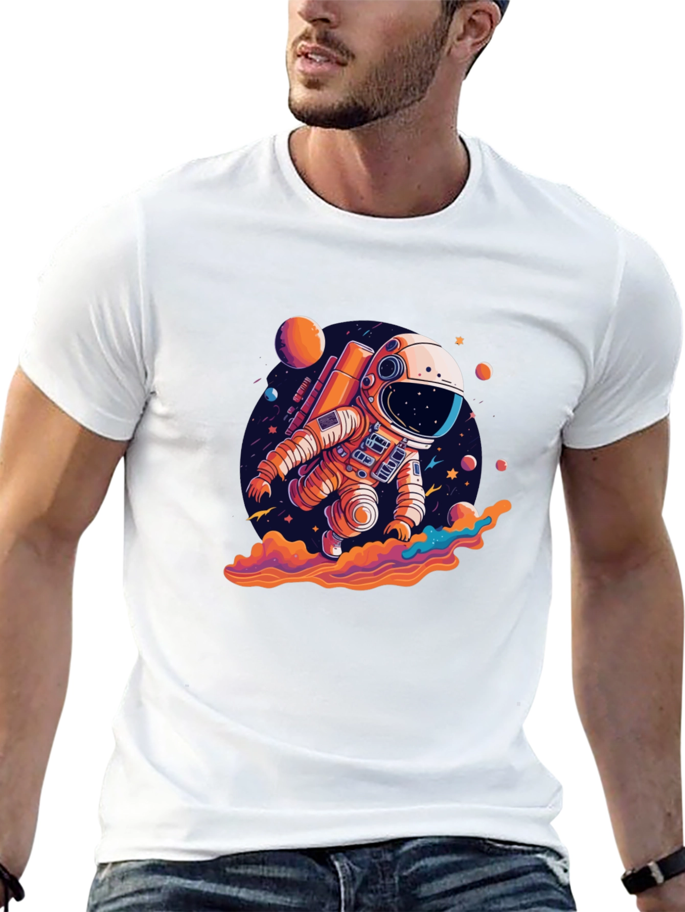 Astronaut in Space Black T-Shirt